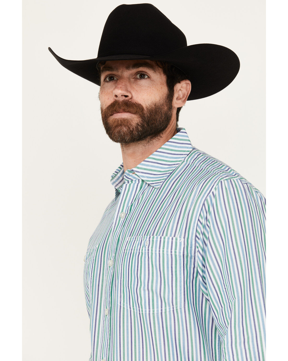 Resistol Men's Dillon Striped Long Sleeve Button Down Western Shirt