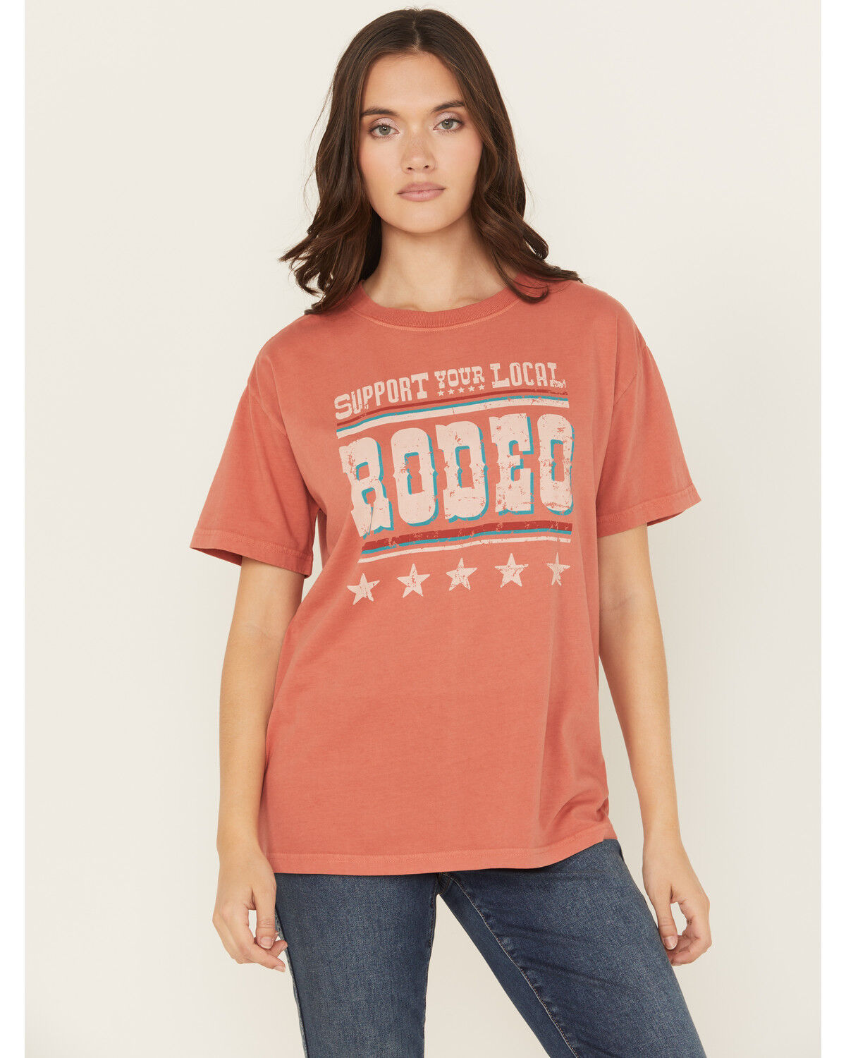 Shyanne Women's Support Your Local Rodeo Short Sleeve Boyfriend Graphic Tee