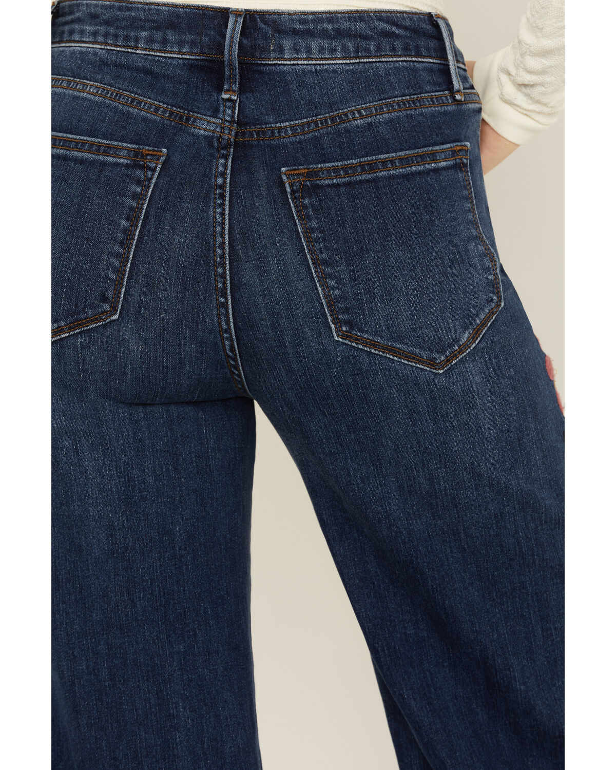 Driftwood Women's Mona X Boogie Nights Dark Wash High Rise Floral Embroidered Flare Stretch Denim Jeans