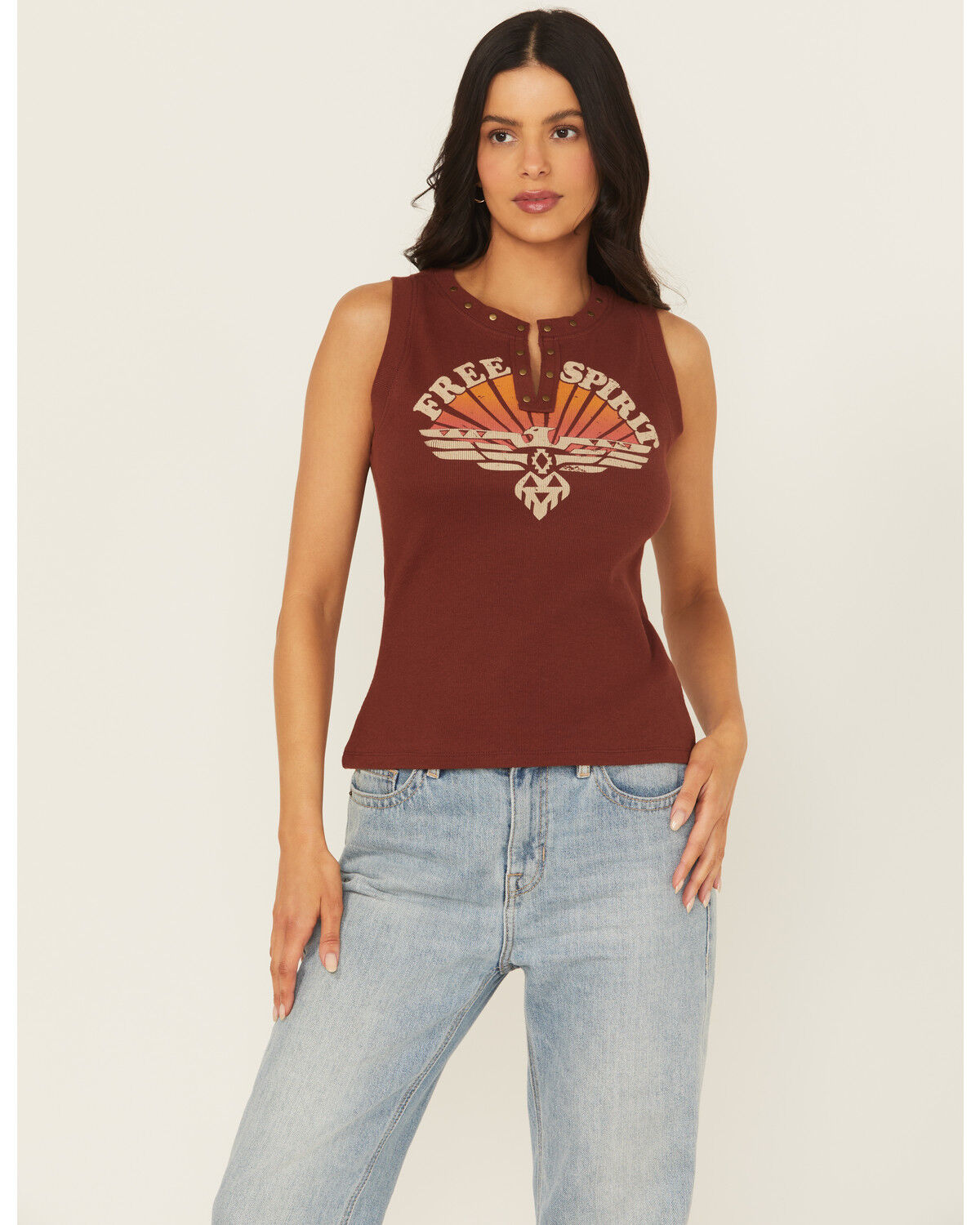 Shyanne Women's Free Spirit Studded Ribbed Tank