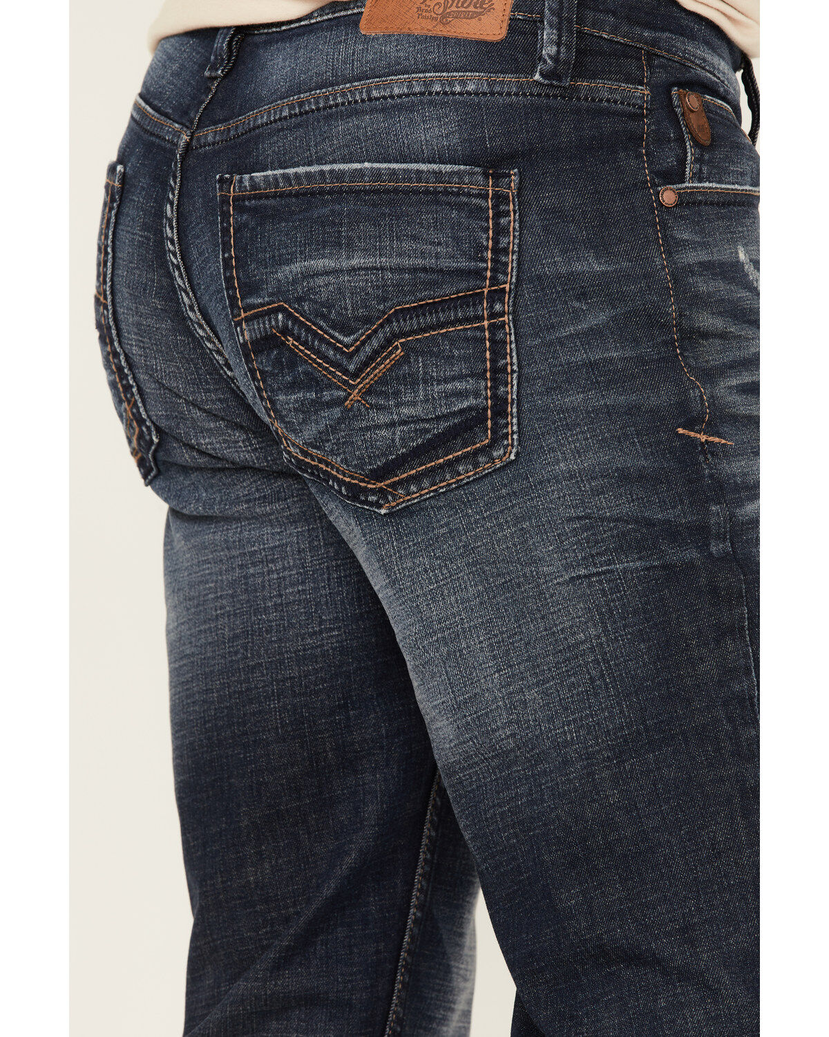 Moonshine Spirit Men's Wheelhouse Medium Dark Wash Stretch Slim Straight Jeans