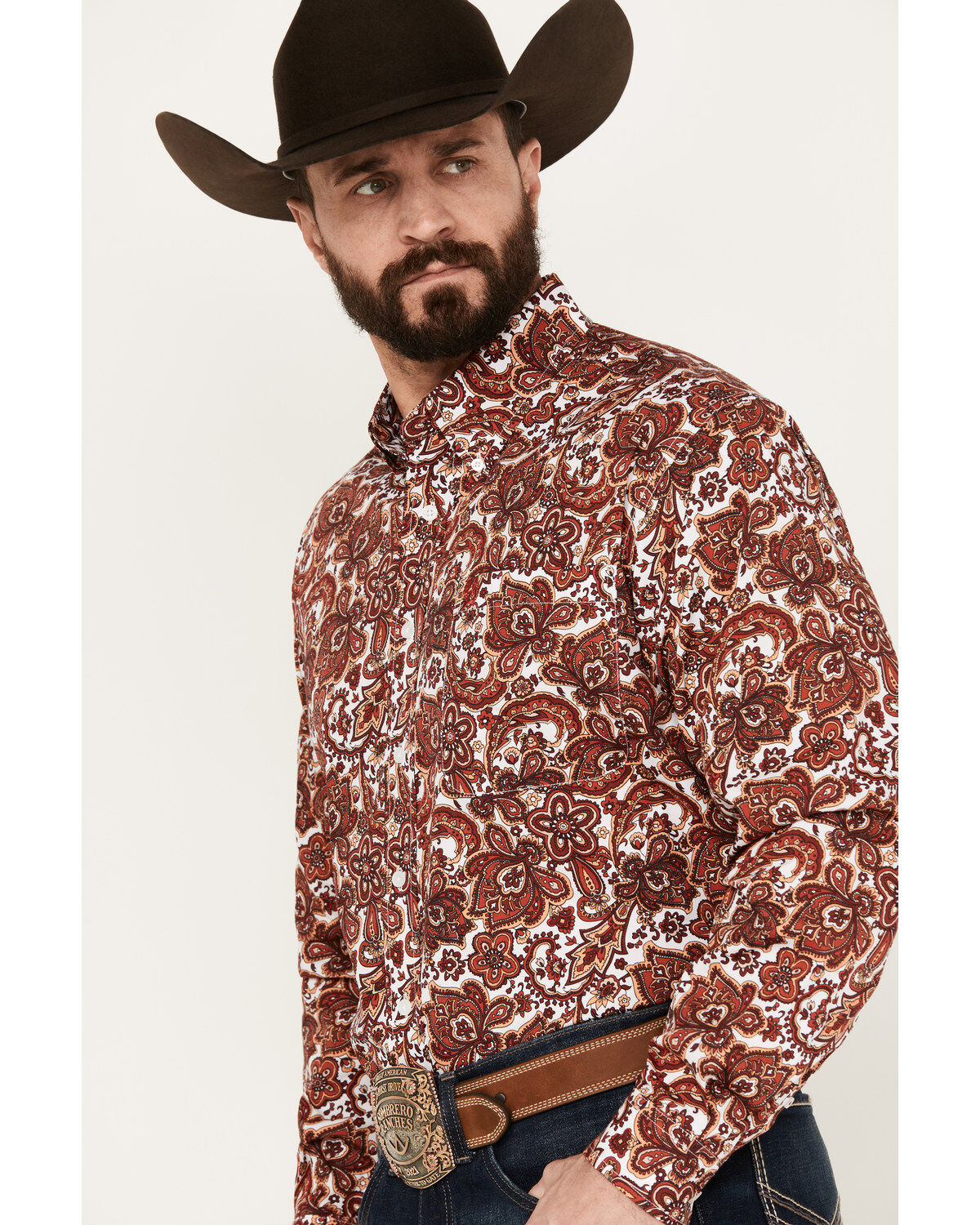 Cinch Men's Paisley Print Long Sleeve Button Down Western Shirt