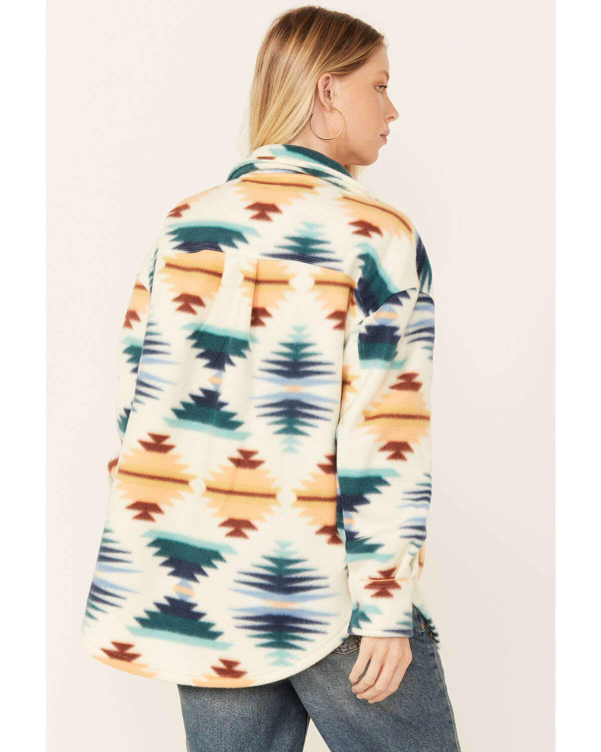 Fornia Women's Southwestern Print Polar Fleece Shacket
