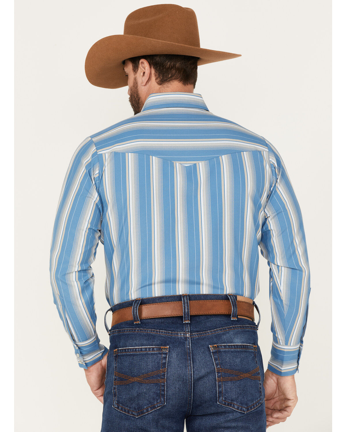 Ely Walker Men's Striped Long Sleeve Pearl Snap Western Shirt