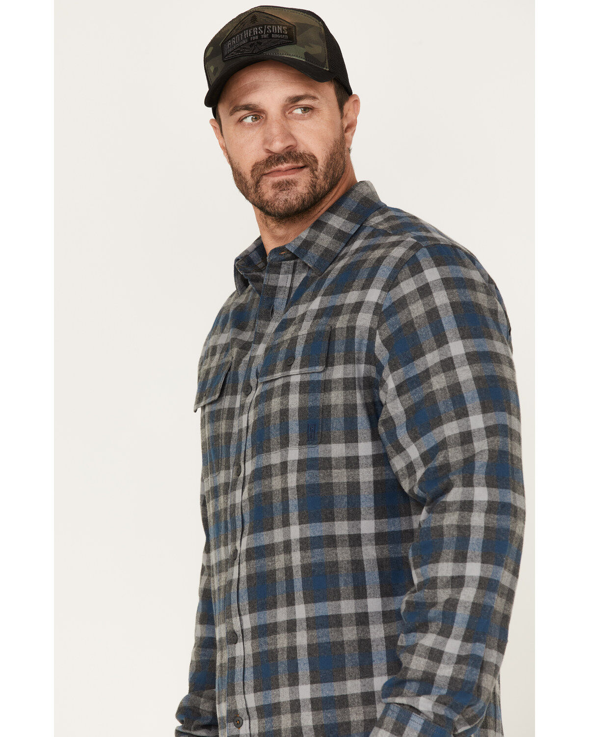 Brothers and Sons Men's Everyday Plaid Print Button Down Western Flannel Shirt
