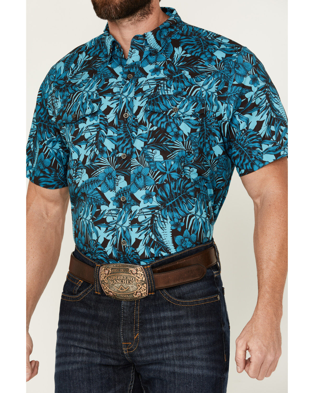 Ariat Men's VentTEK Floral Print Fitted Short Sleeve Button-Down Western Shirt