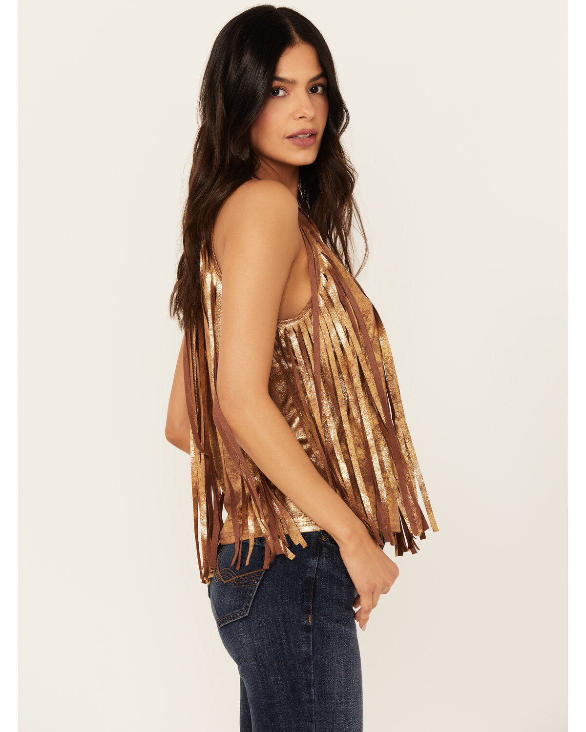 Idyllwind Women's Prescott Foiled Faux Suede Fringe Tank