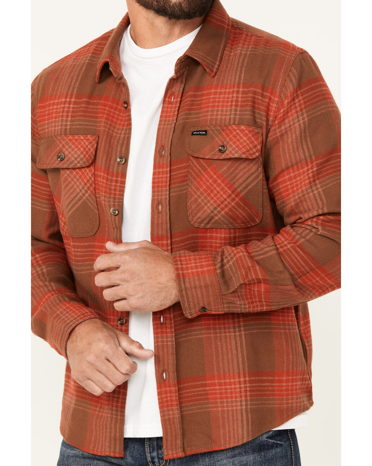 Brixton Men's Bowery Plaid Print Long Sleeve Button-Down Flannel Shirt