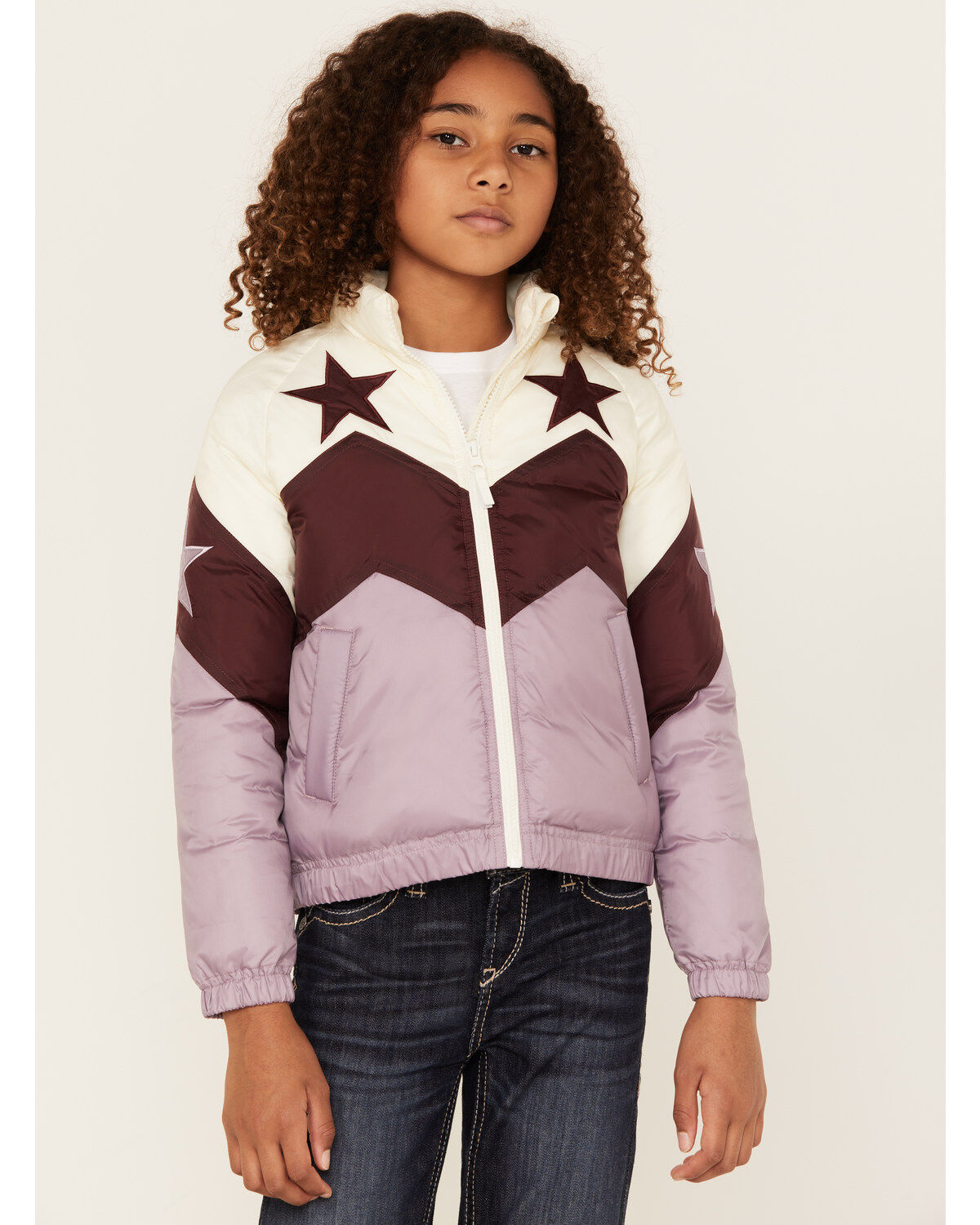 Shyanne Girls' Chevron Color Block Star Jacket