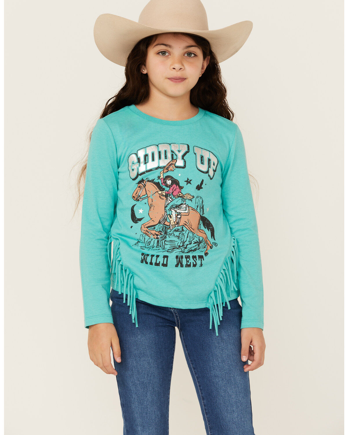 Rock & Roll Denim Girls' Giddy Up Long Sleeve Graphic Tee