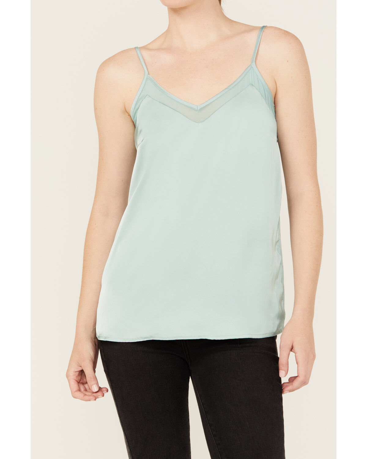 Rock & Roll Denim Women's Mesh Accent Satin Tank