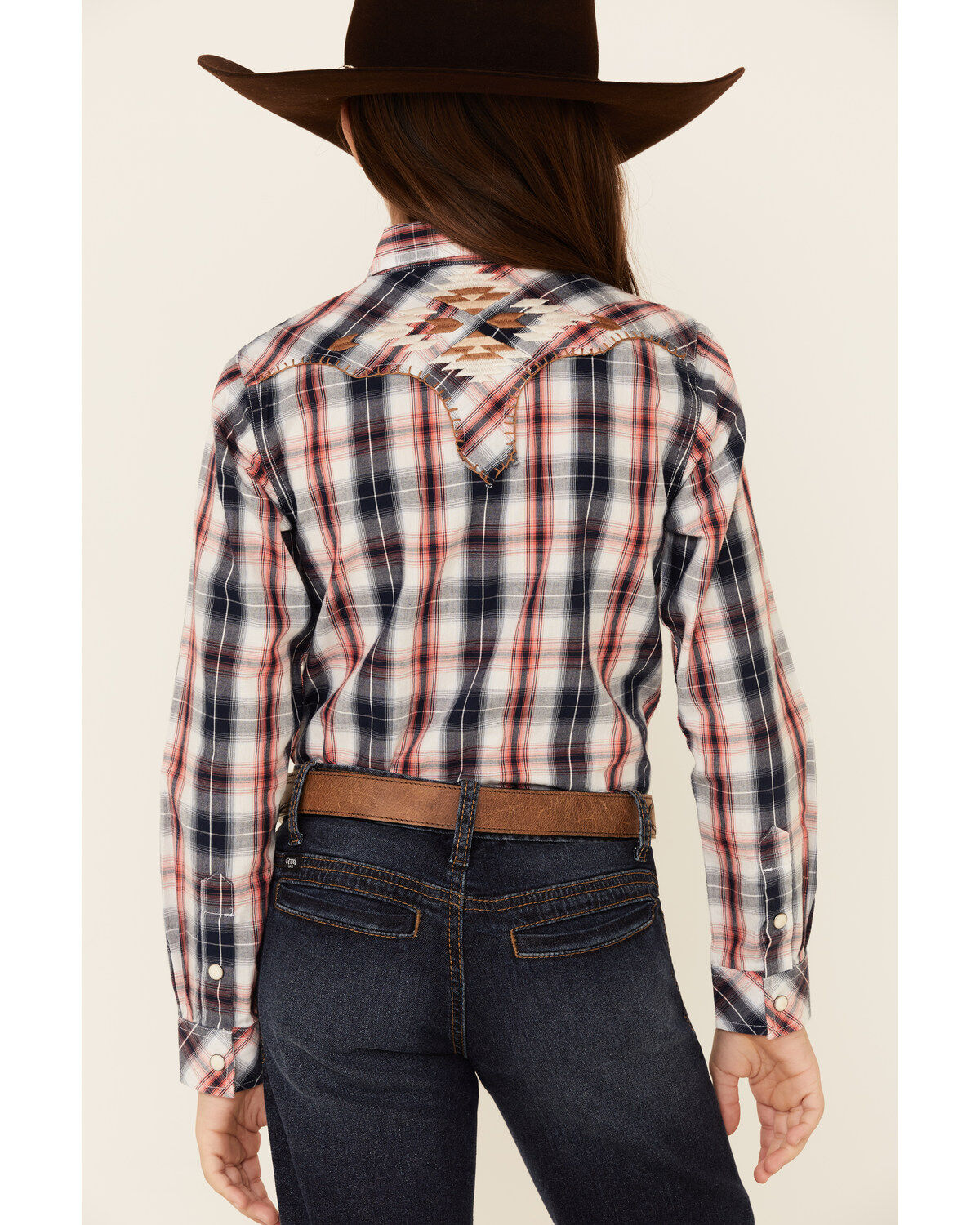 Ariat Girls' R.E.A.L Dynamic Plaid Print Southwestern Yoke Long Sleeve Western Shirt