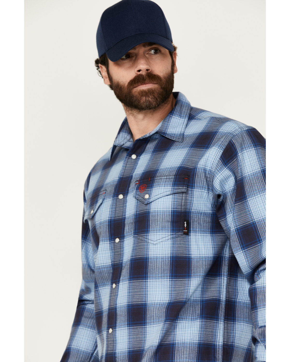 Ariat Men's FR Bighorn Plaid Print Long Sleeve Snap Work Shirt