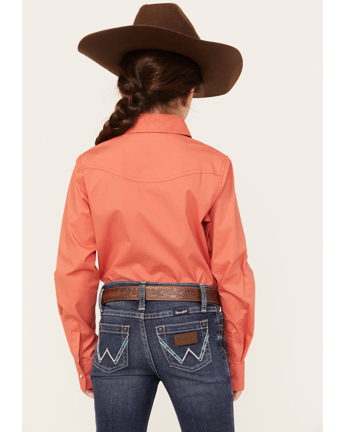 Shyanne Girls' Solid Long Sleeve Rhinestone Button-Down Stretch Western Riding Shirt