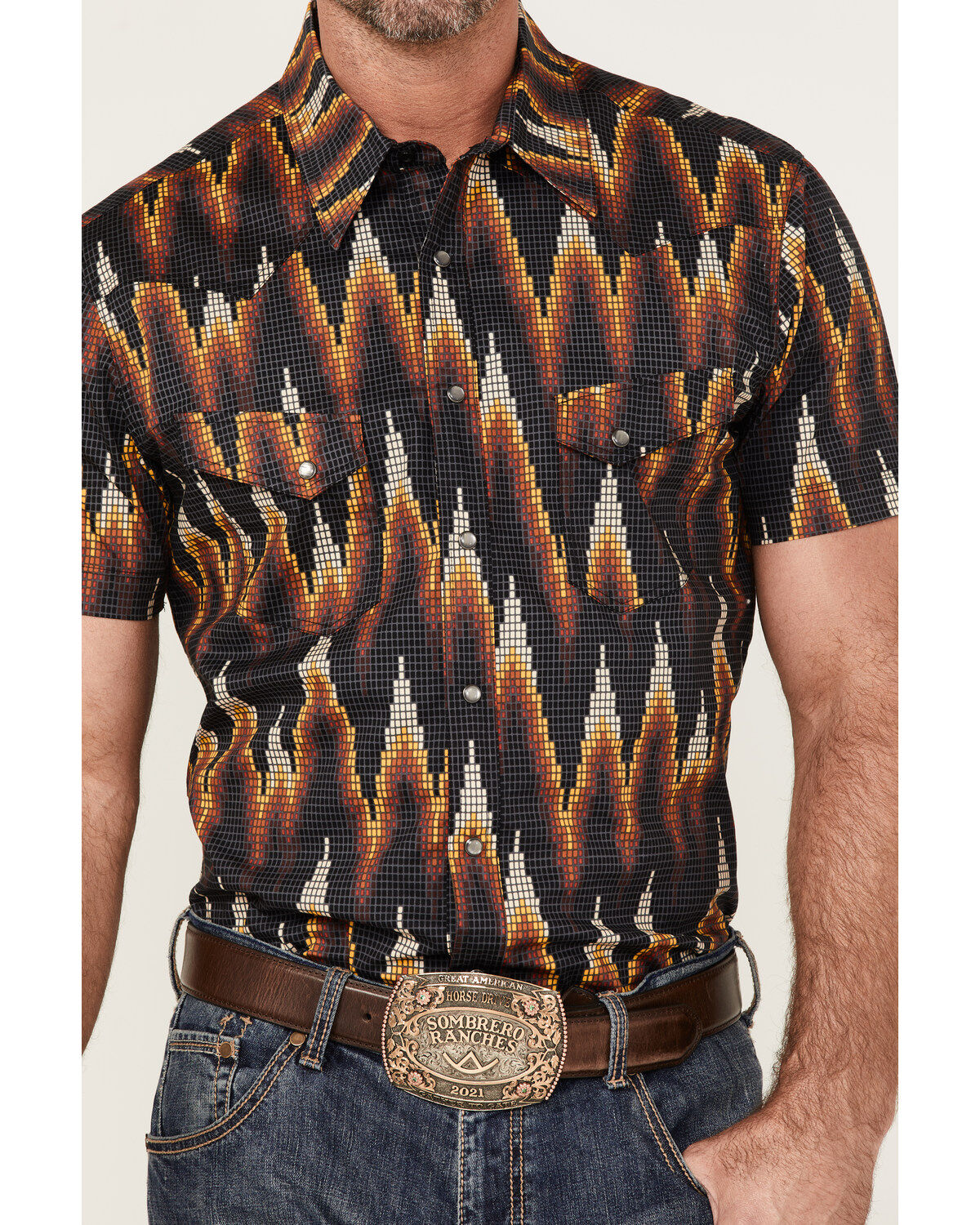 Dale Brisby Men's Digital Print Short Sleeve Snap Western Shirt