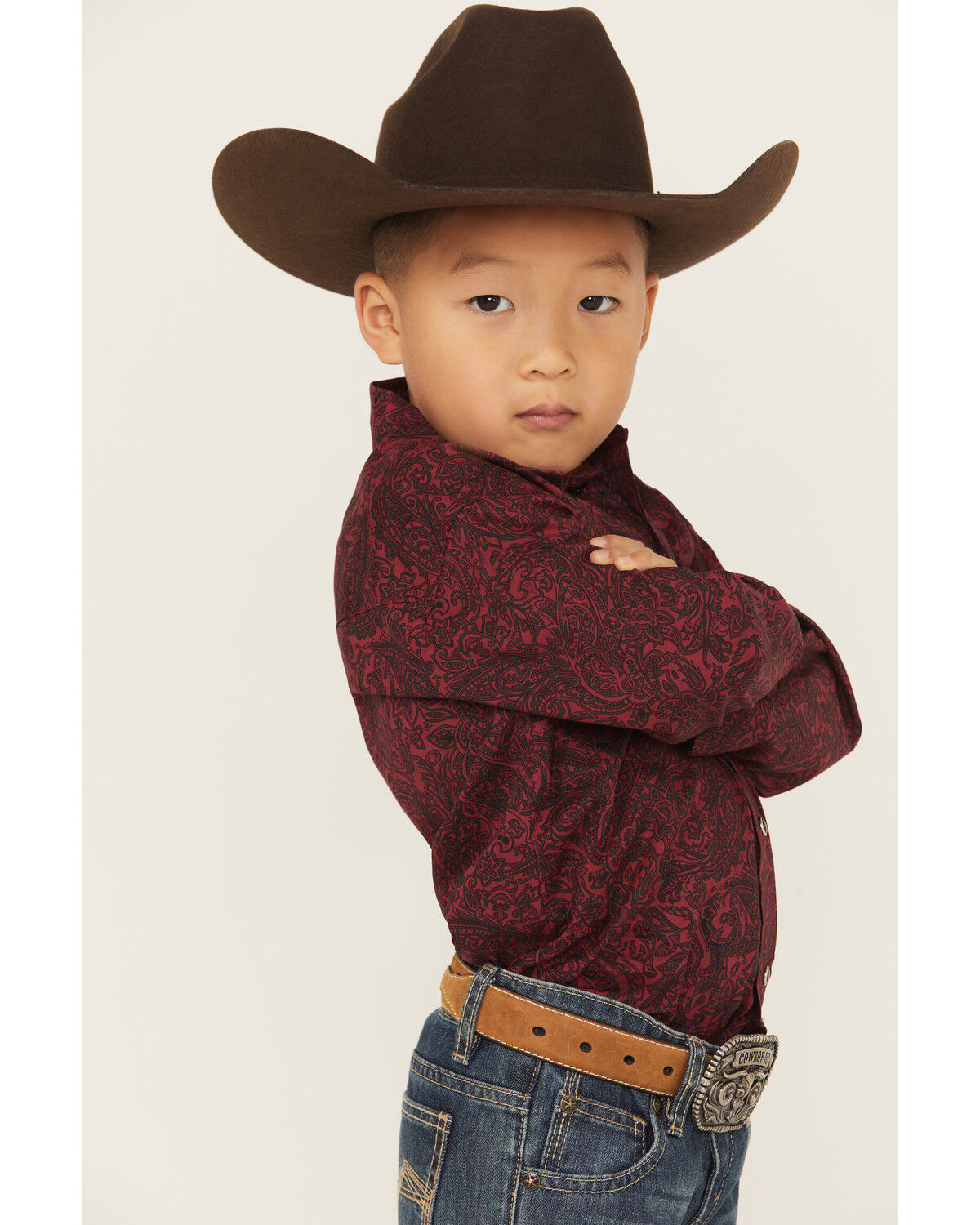 Roper Boys' Paisley Print Long Sleeve Snap Western Shirt
