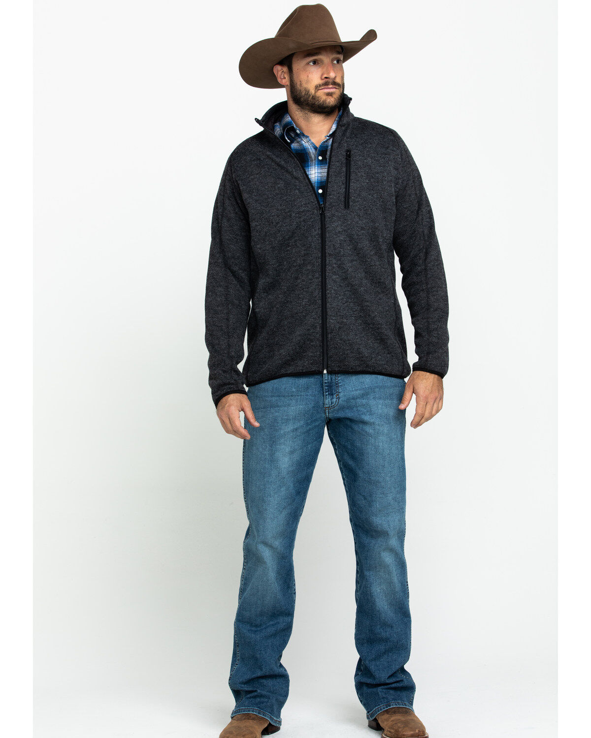 Stetson Men's Charcoal Fuzzy Bonded Sweater