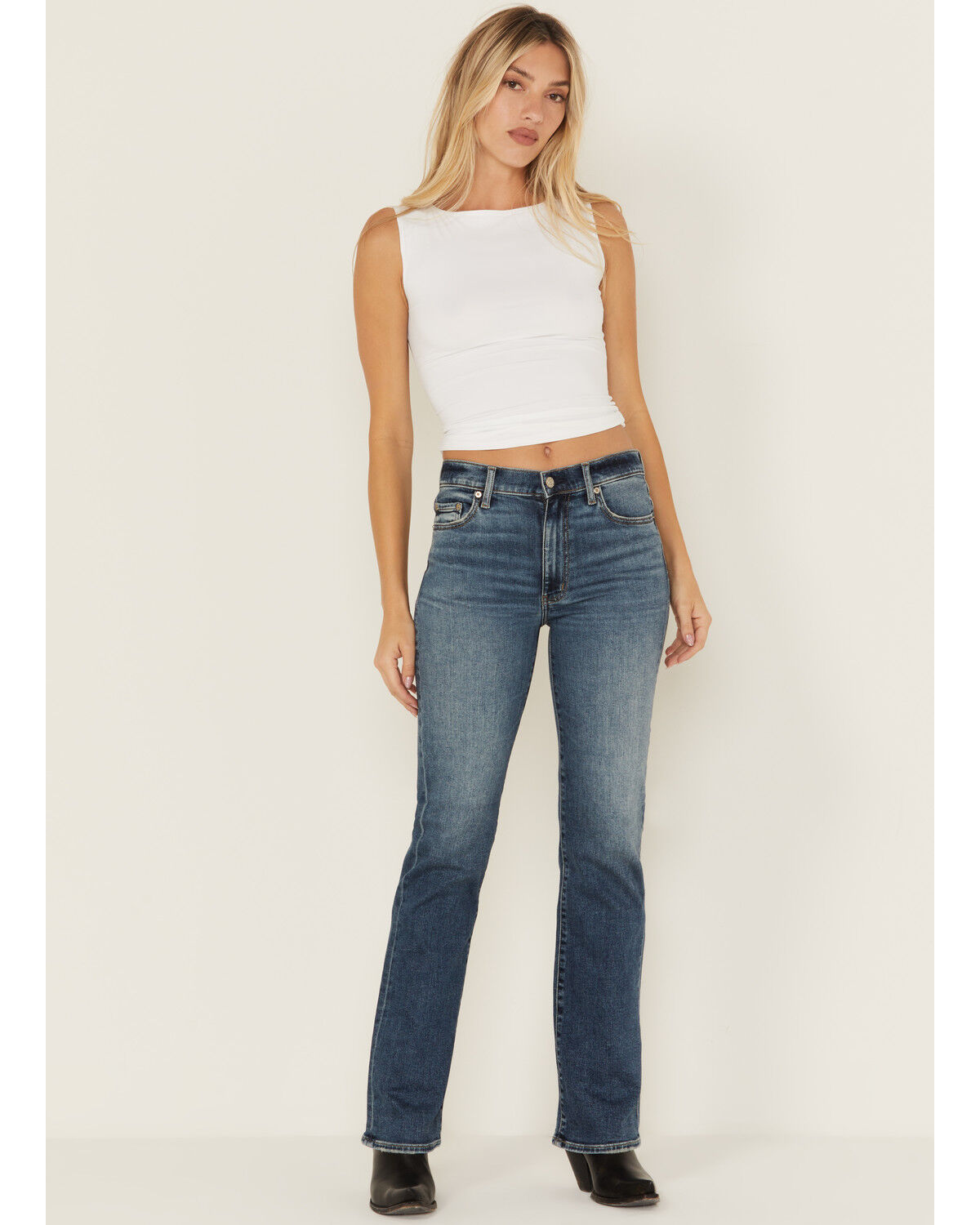 Daze Women's Perfection Dark Wash Mid Rise Stretch Denim Jeans