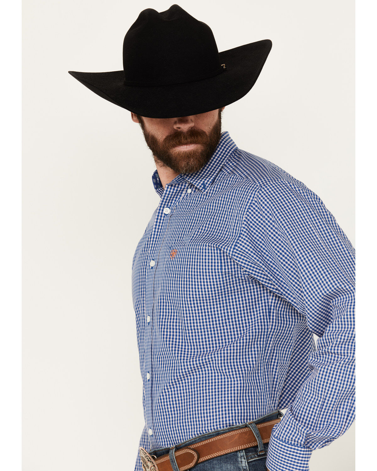 Ariat Men's Wrinkle Free Finlay Plaid Print Fitted Long Sleeve Button-Down Western Shirt