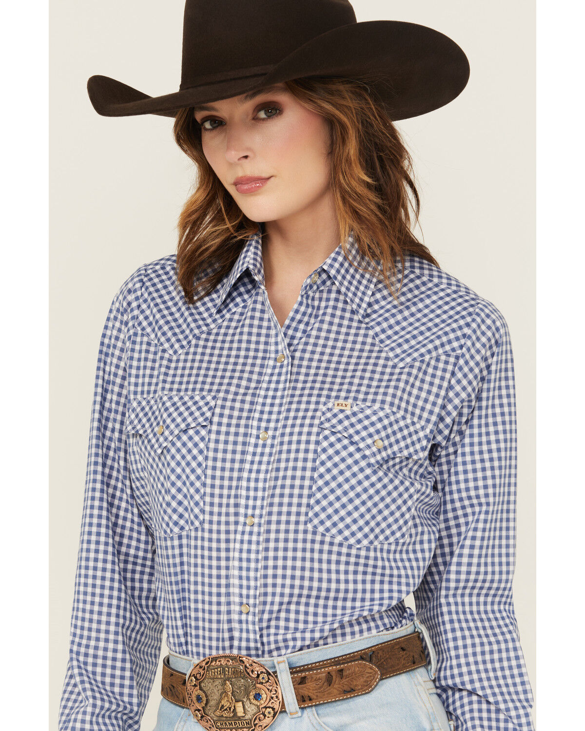 Cowboygirl by Jenna Paulette Women's Gingham Print Long Sleeve Pearl Snap Western Shirt