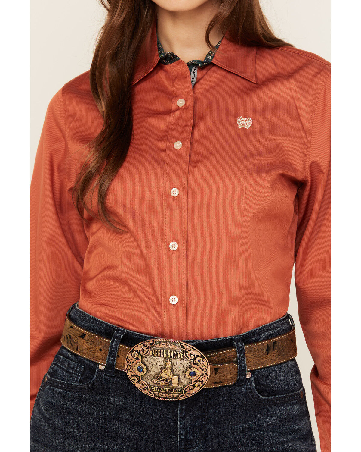 Cinch Women's Tonal Striped Long Sleeve Button-Down Western Shirt