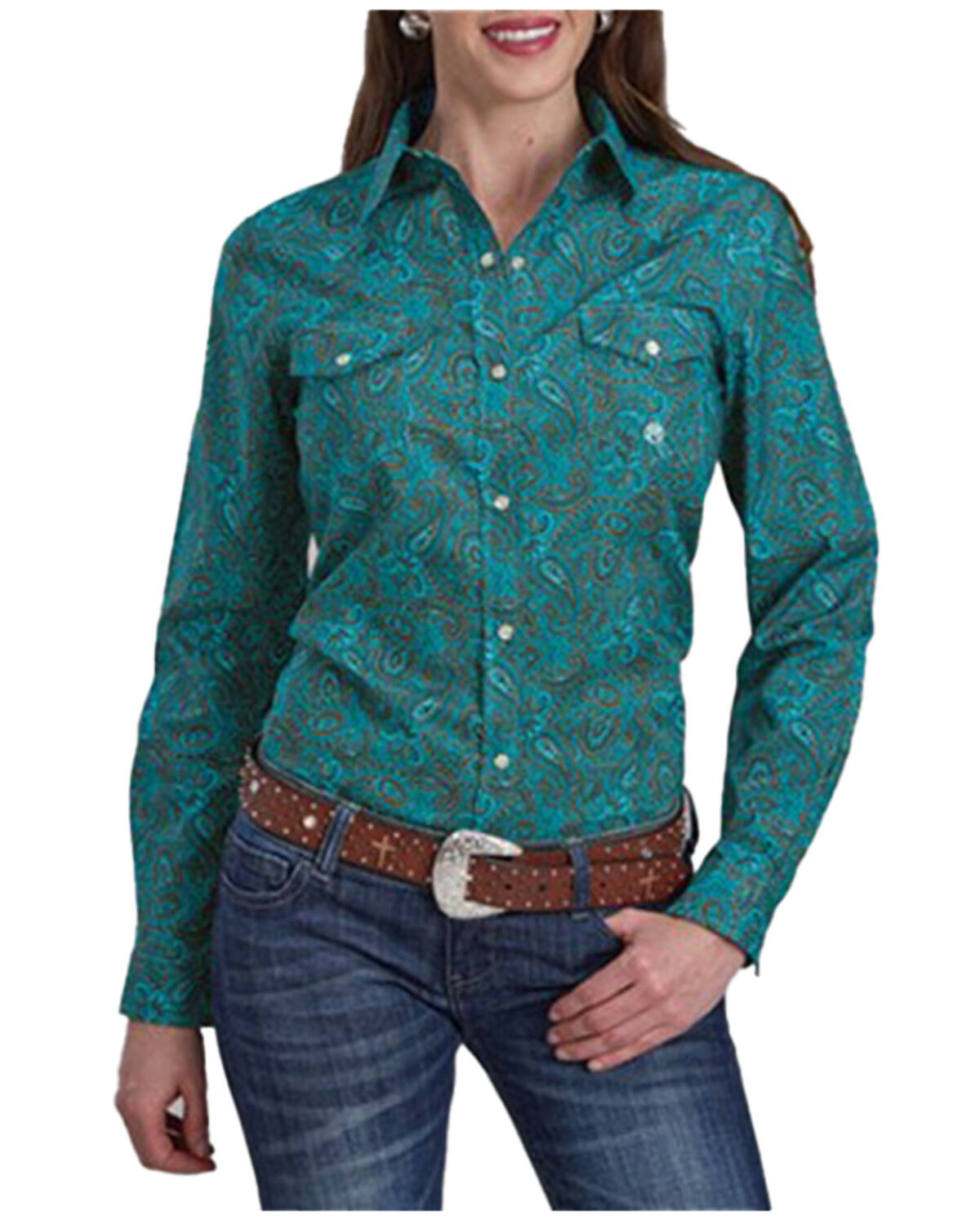 Roper Women's Paisley Print Long Sleeve Snap Western Shirt