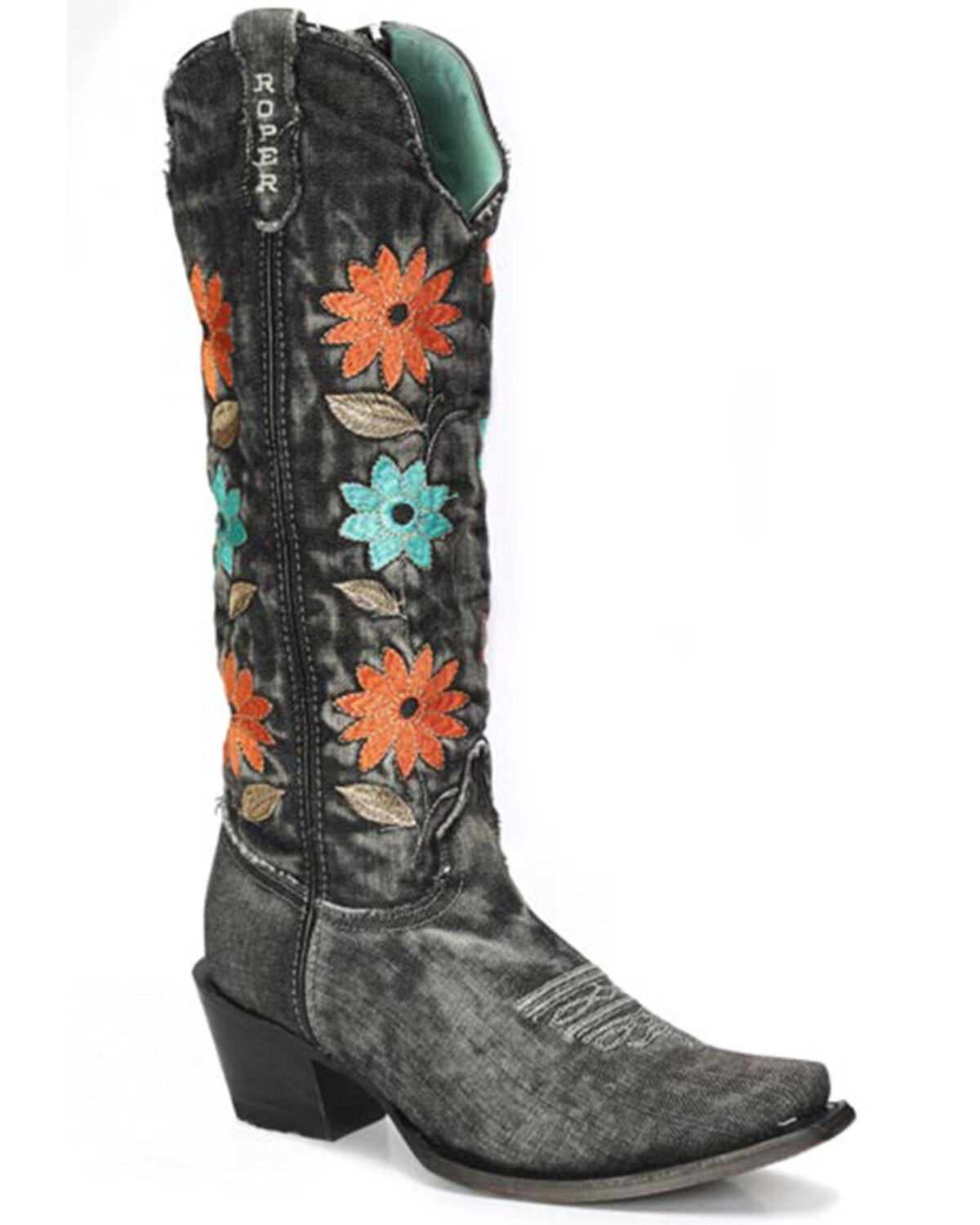 Roper Women's Flower Power Tall Western Boots - Snip Toe