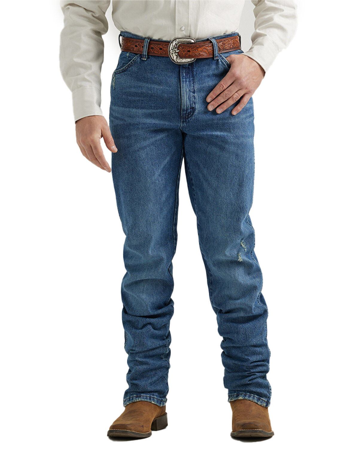 Wrangler Men's 47MWZ Vintage Collection Medium Wash Regular Fit Straight Stretch Denim Jeans