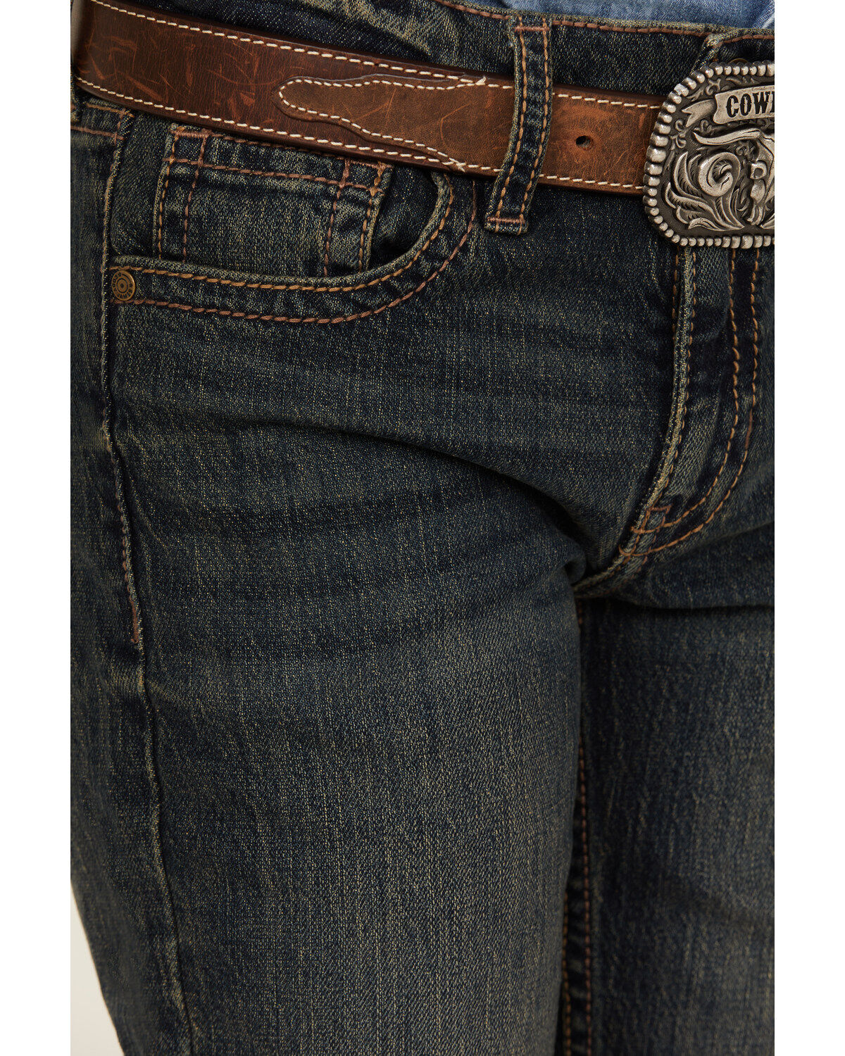 Cody James Boys' Barn Sour Dark Wash Slim Stretch Straight Jeans