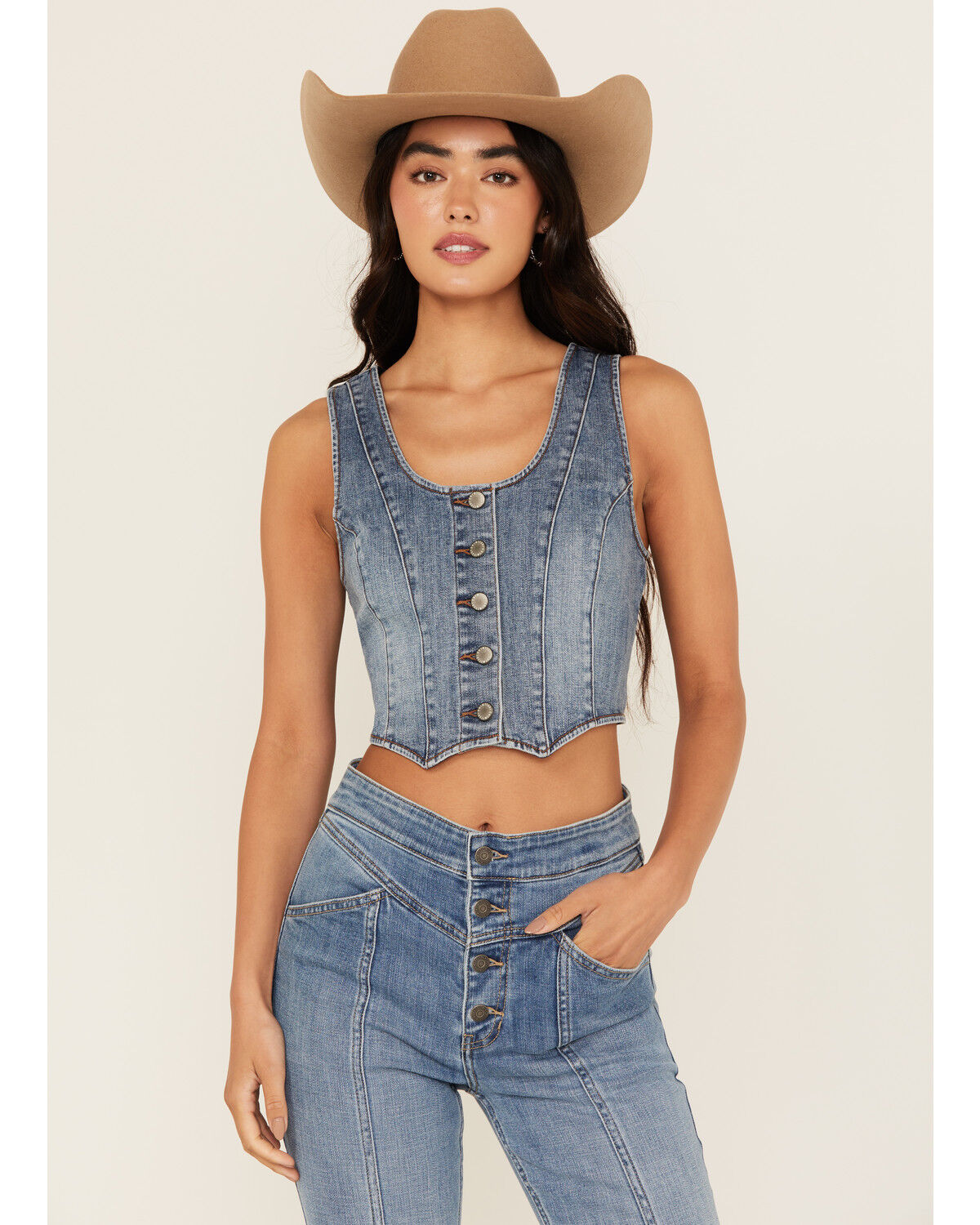 Idyllwind Women's Ivywood Medium Wash Stretch Denim Vest