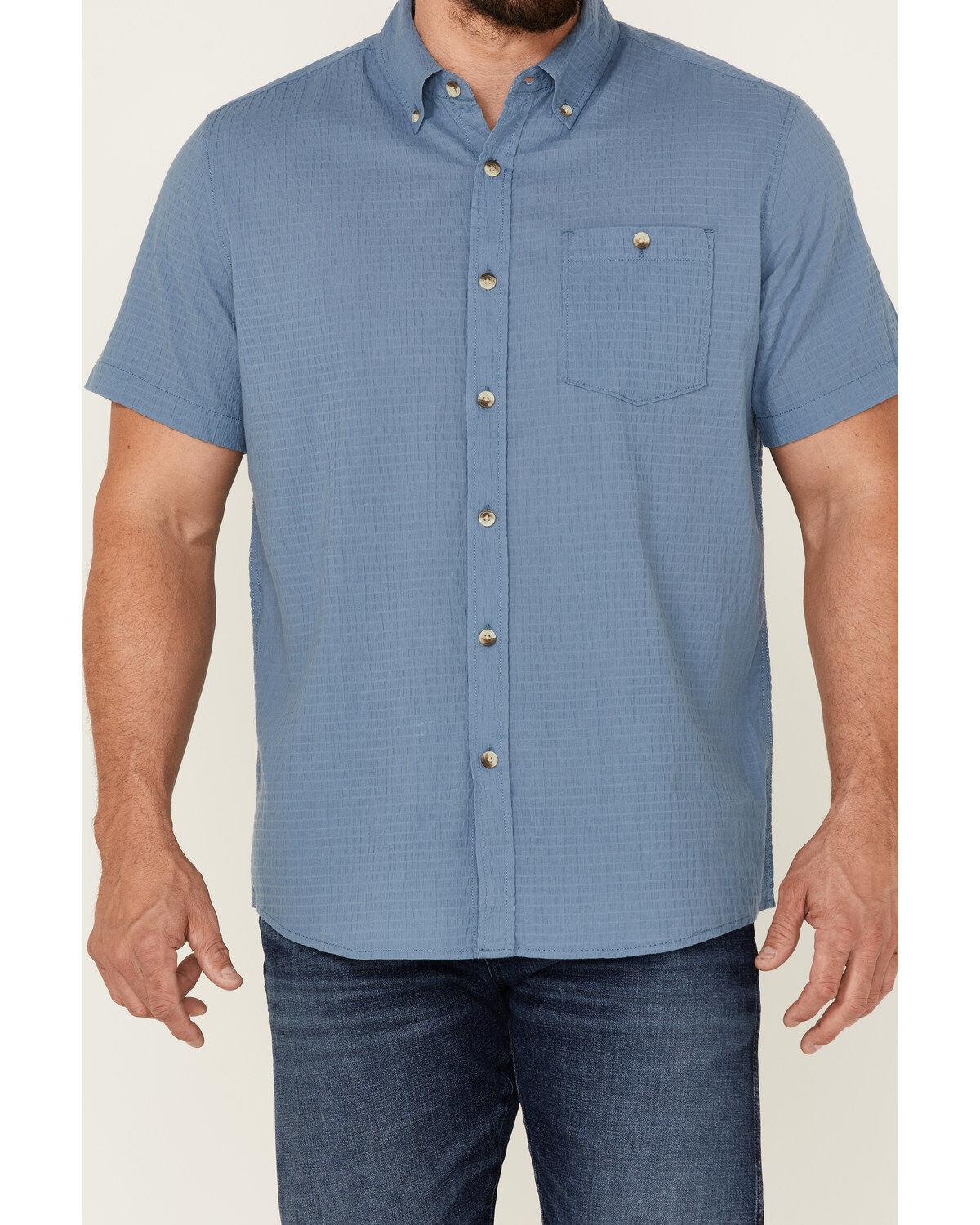 North River Men's Seersucker Short Sleeve Button Down Western Shirt