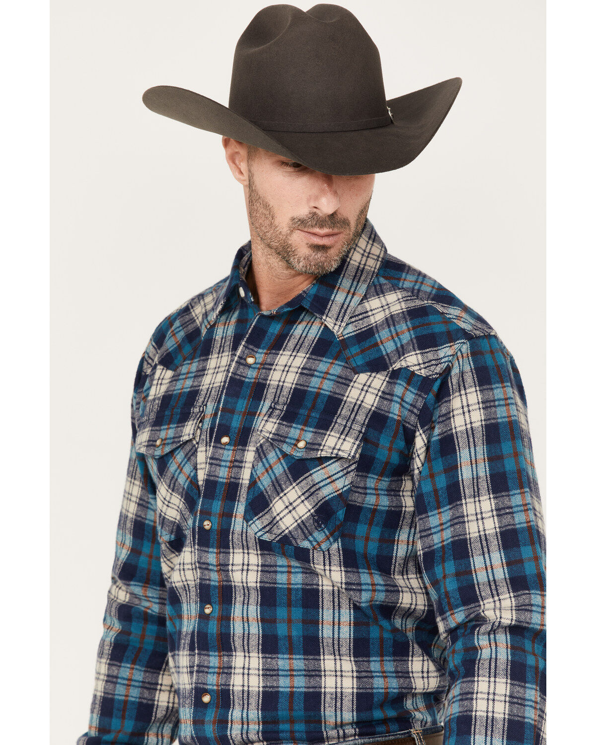 Ariat Men's Huntleigh Retro Plaid Print Long Sleeve Snap Western Flannel Shirt