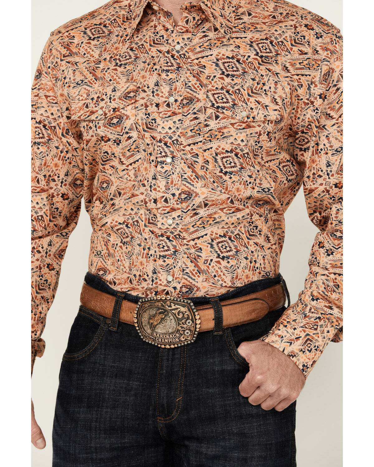 Wrangler Men's Checotah Print Long Sleeve Snap Western Shirt - Tall