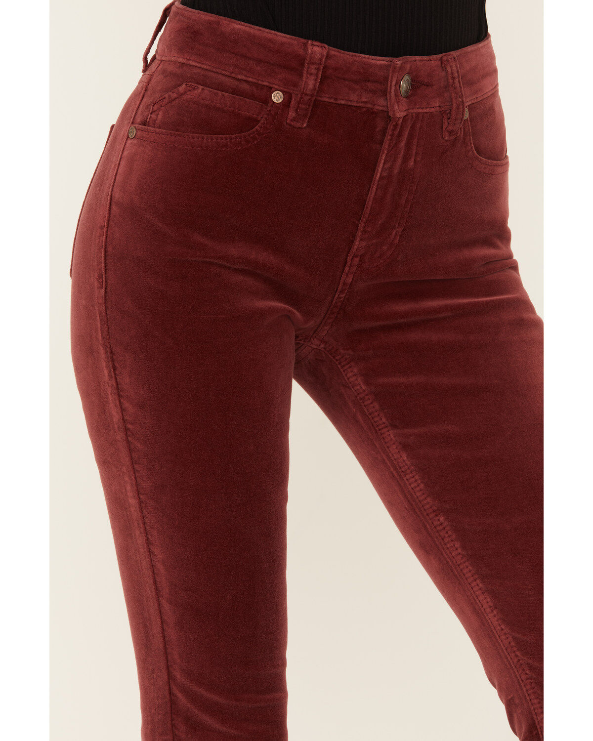 Shyanne Women's Syrah High Rise Velveteen Stretch Flare Jeans