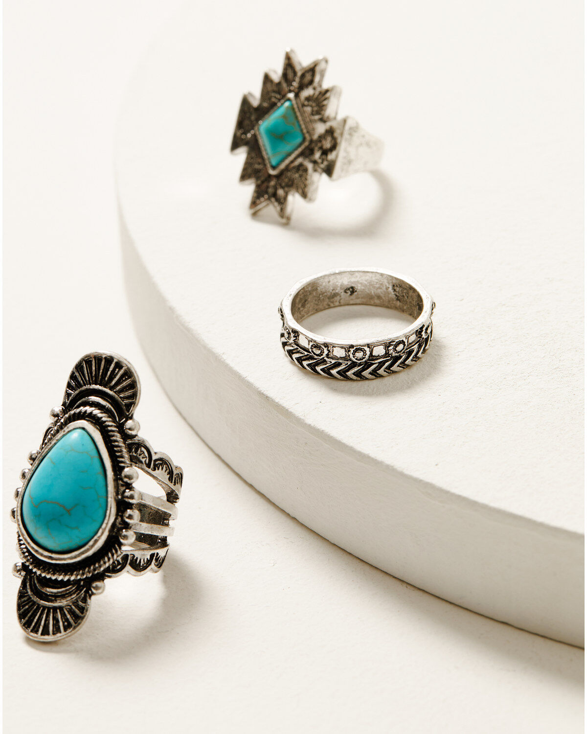 Shyanne Women's Dakota Silver & Turquoise 3-Piece Ring Set