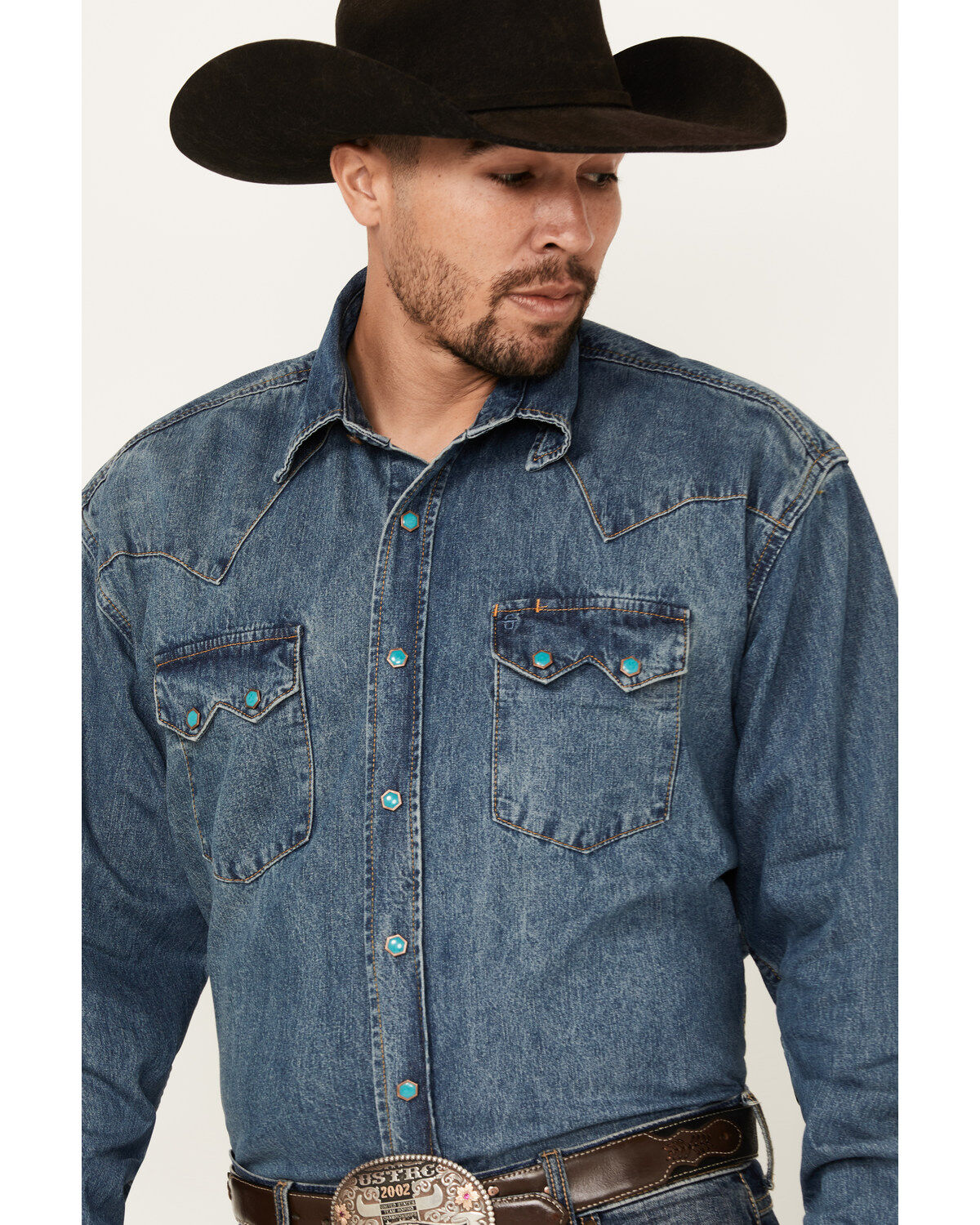 Stetson Men's Denim Long Sleeve Snap Western Shirt