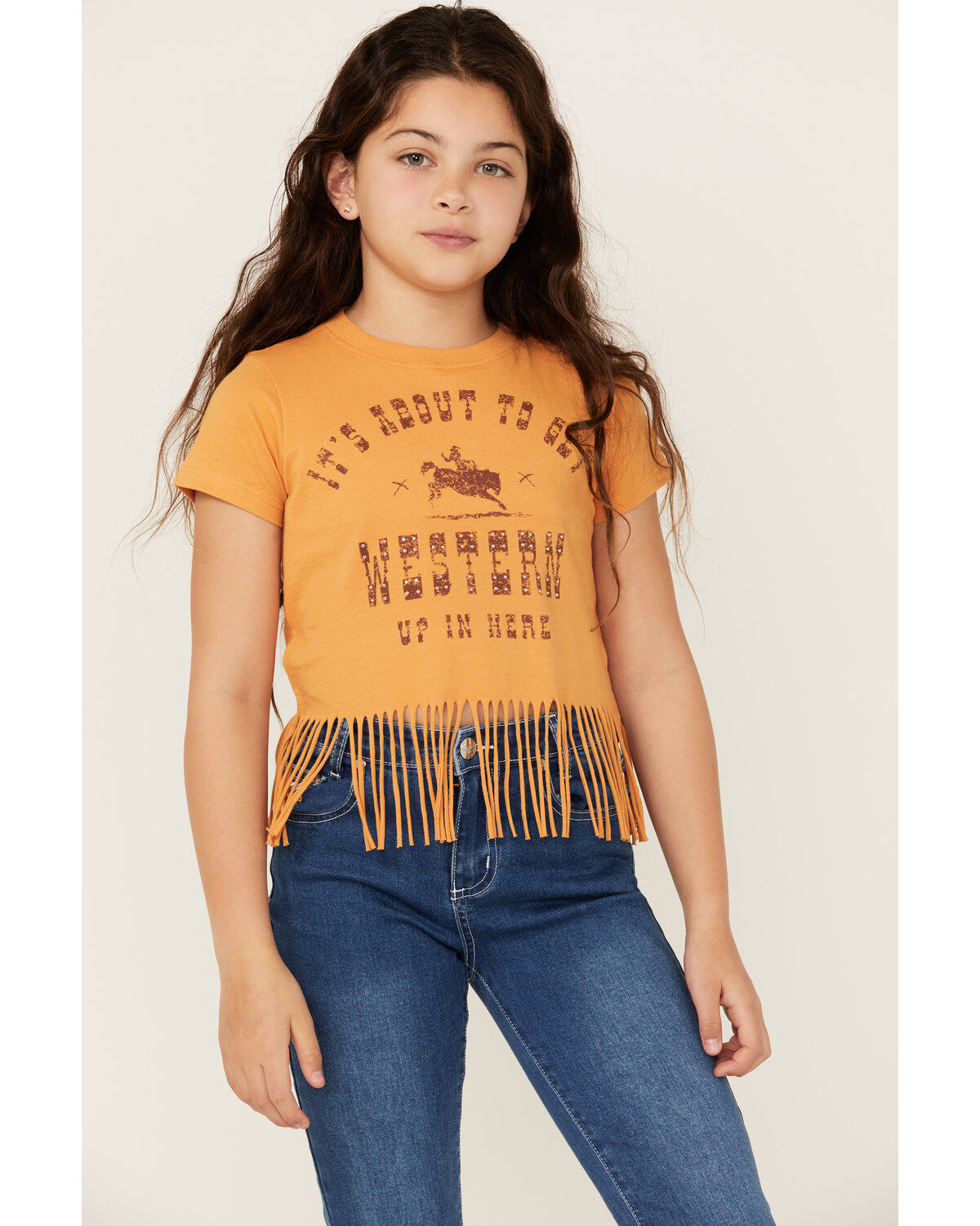 Shyanne Girls' It's About To Get Western Fringe Short Sleeve Graphic Tee