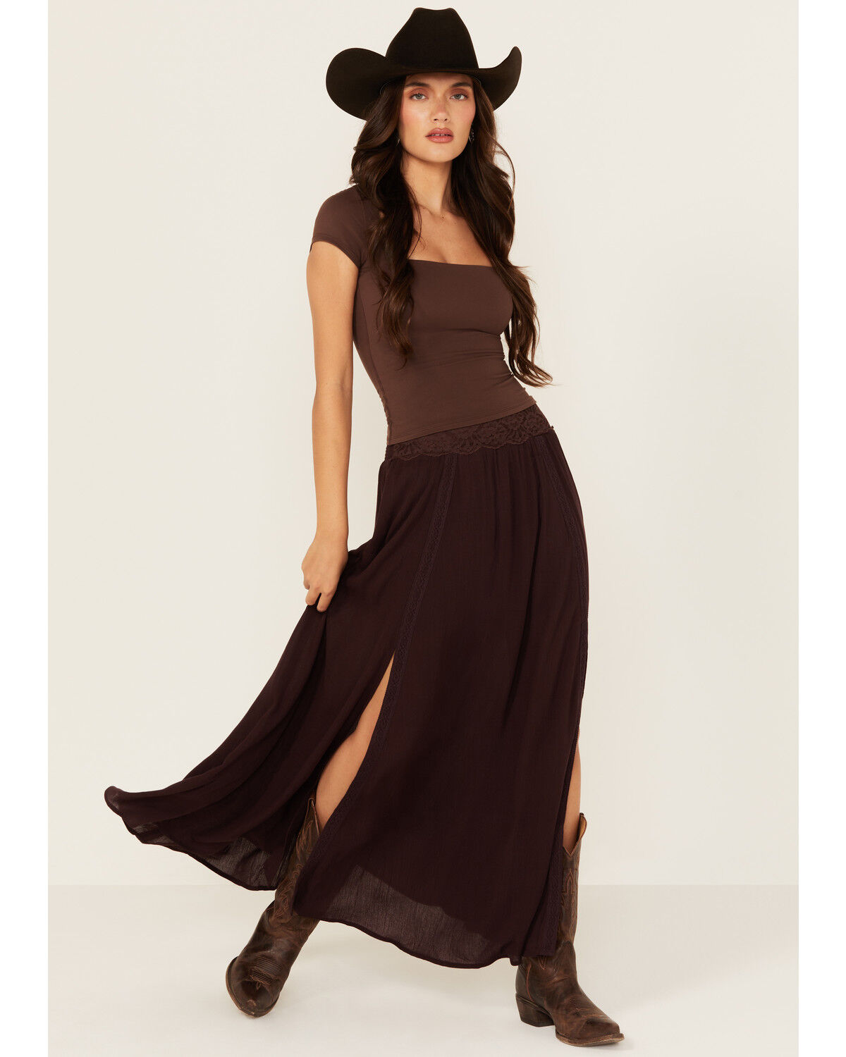 Shyanne Women's Lace Inset Maxi Skirt
