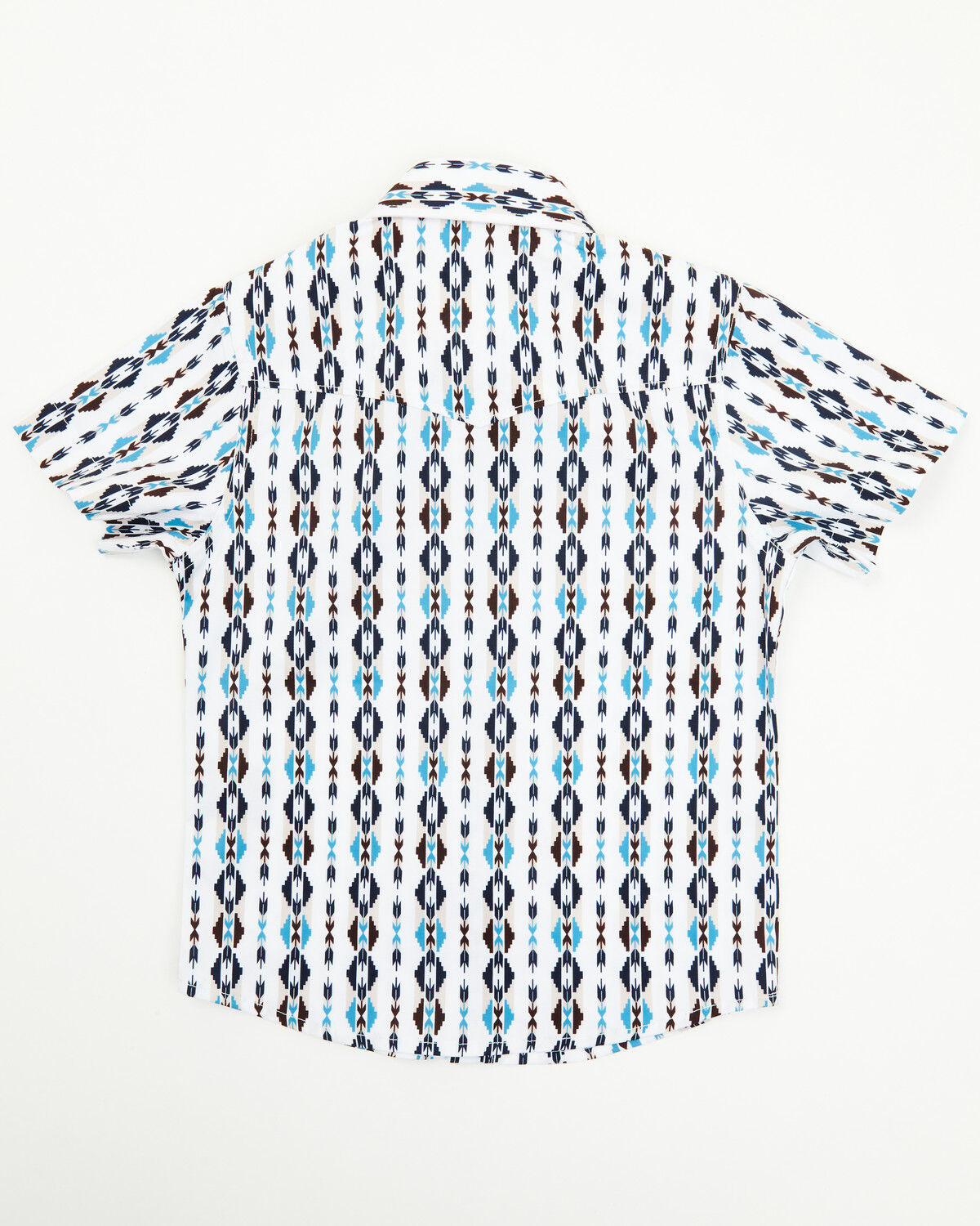 Rodeo Clothing Little Boys' Striped Southwestern Print Short Sleeve Snap Stretch Western Shirt