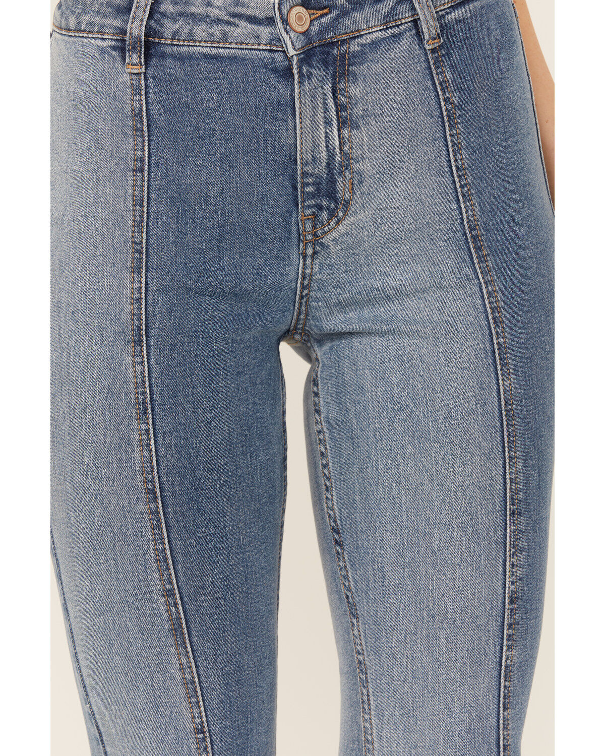 Shyanne Women's Medium Wash Luna High Rise Flare Stretch Denim Jeans