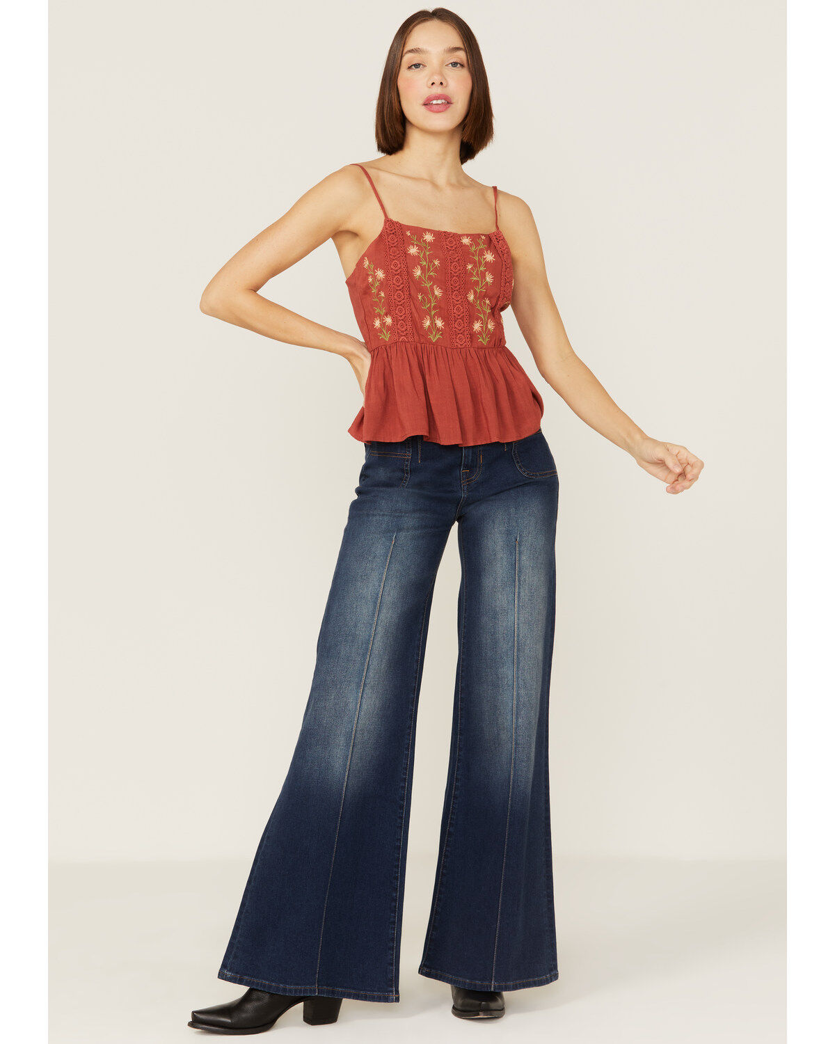 Patrons of Peace Women's Margo Embroidered Spaghetti Strap Tank