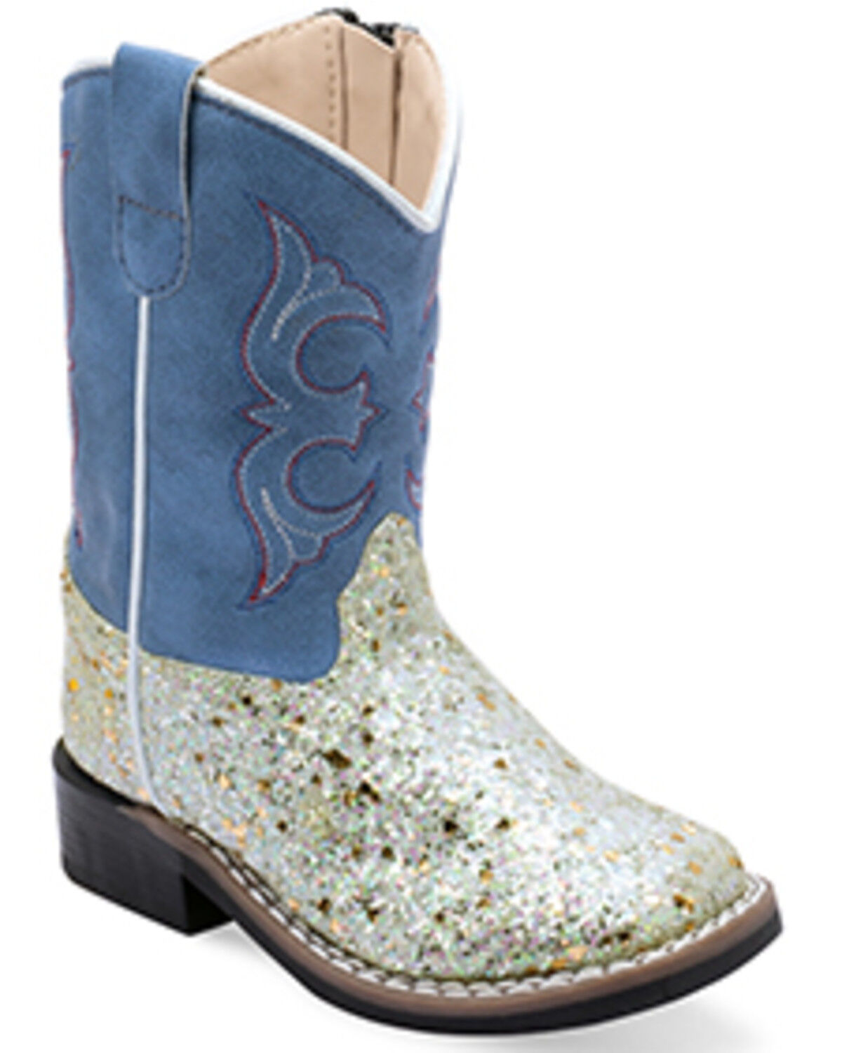 Old West Toddler Girls' Glitter Western Boots - Broad Square Toe