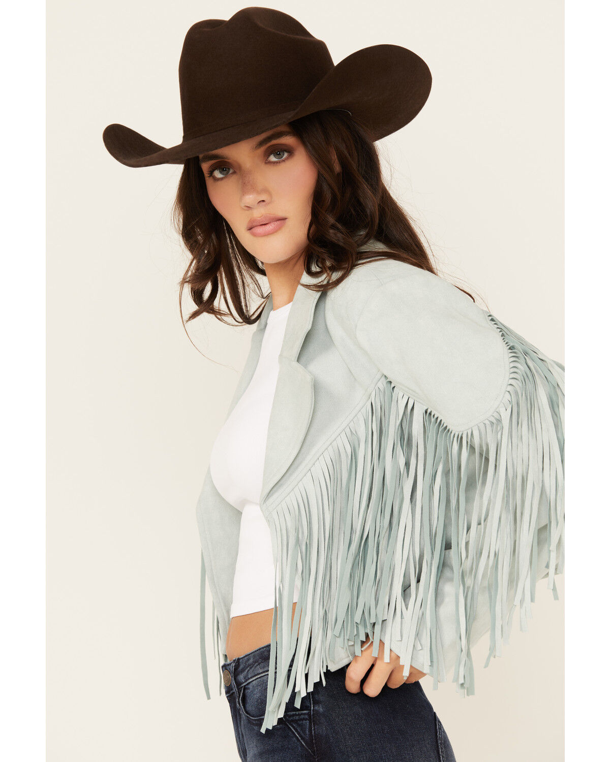 Saints & Hearts Women's Faux Suede Fringe Jacket
