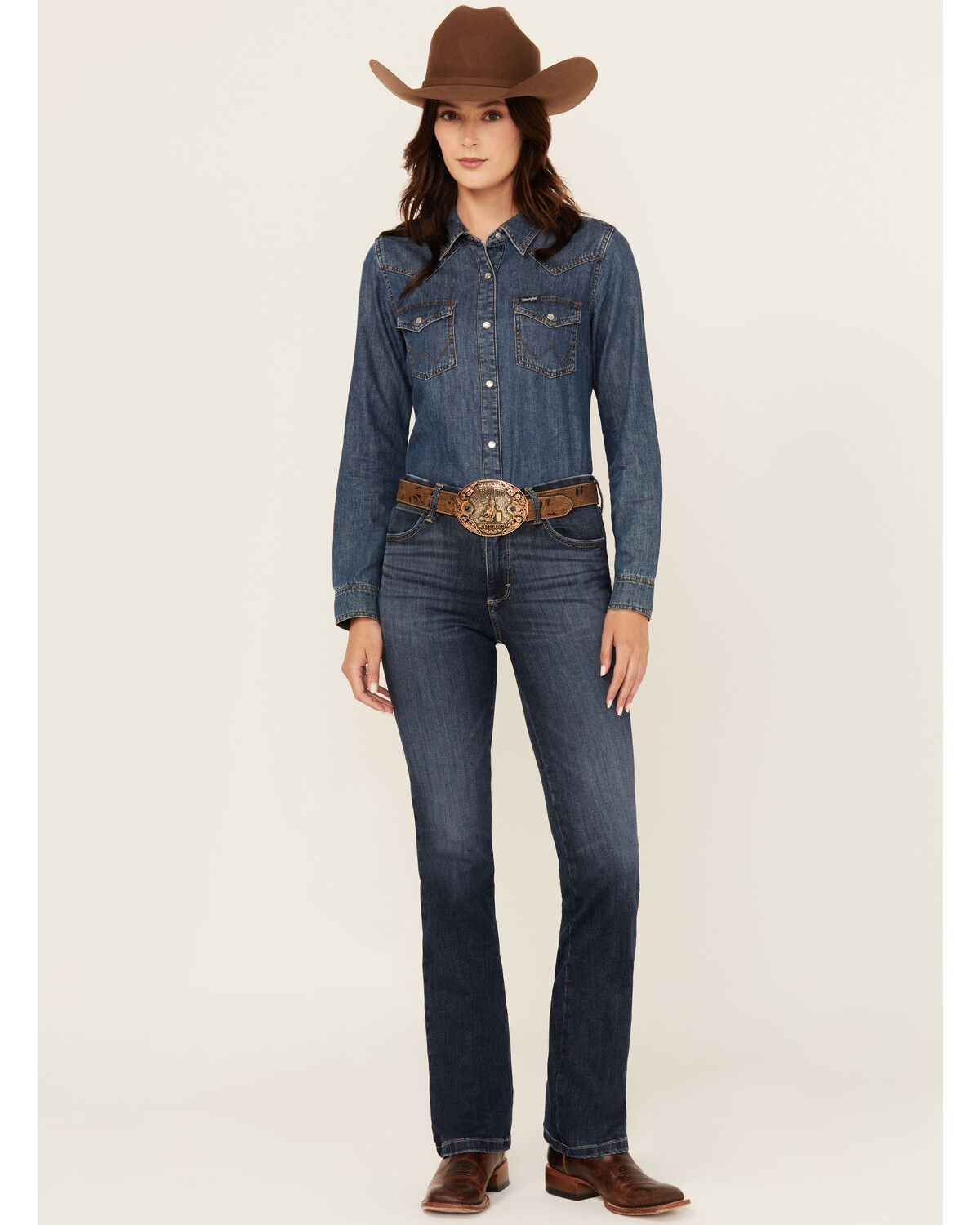 Wrangler Women's Lacey Dark Wash High Rise Bootcut Stretch Denim Jeans