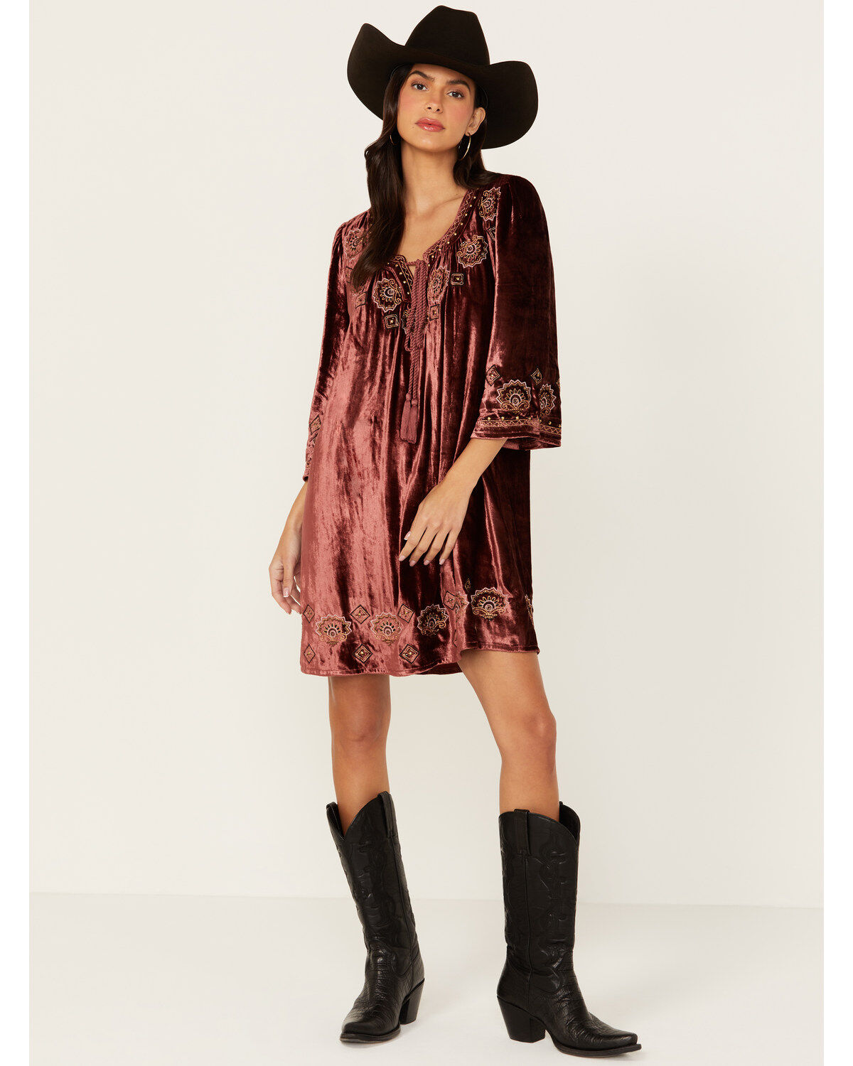 Shyanne Women's Velvet Beaded Mini Dress