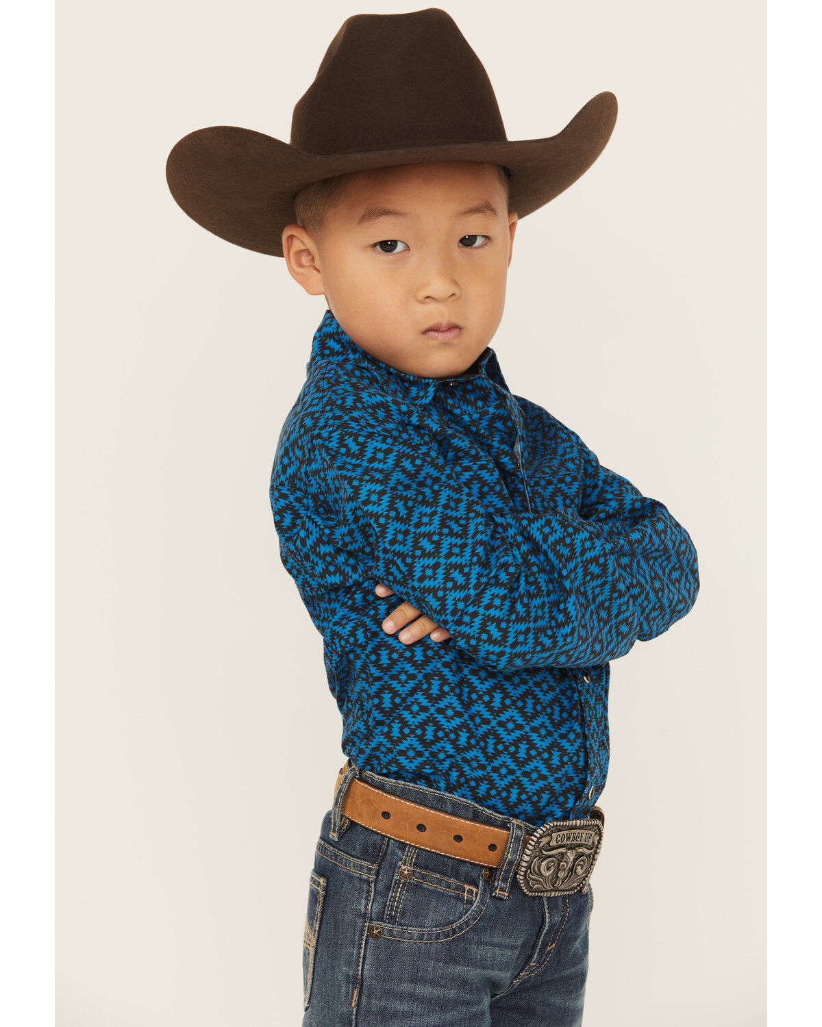 Roper Boys' Southwestern Print Long Sleeve Snap Western Shirt