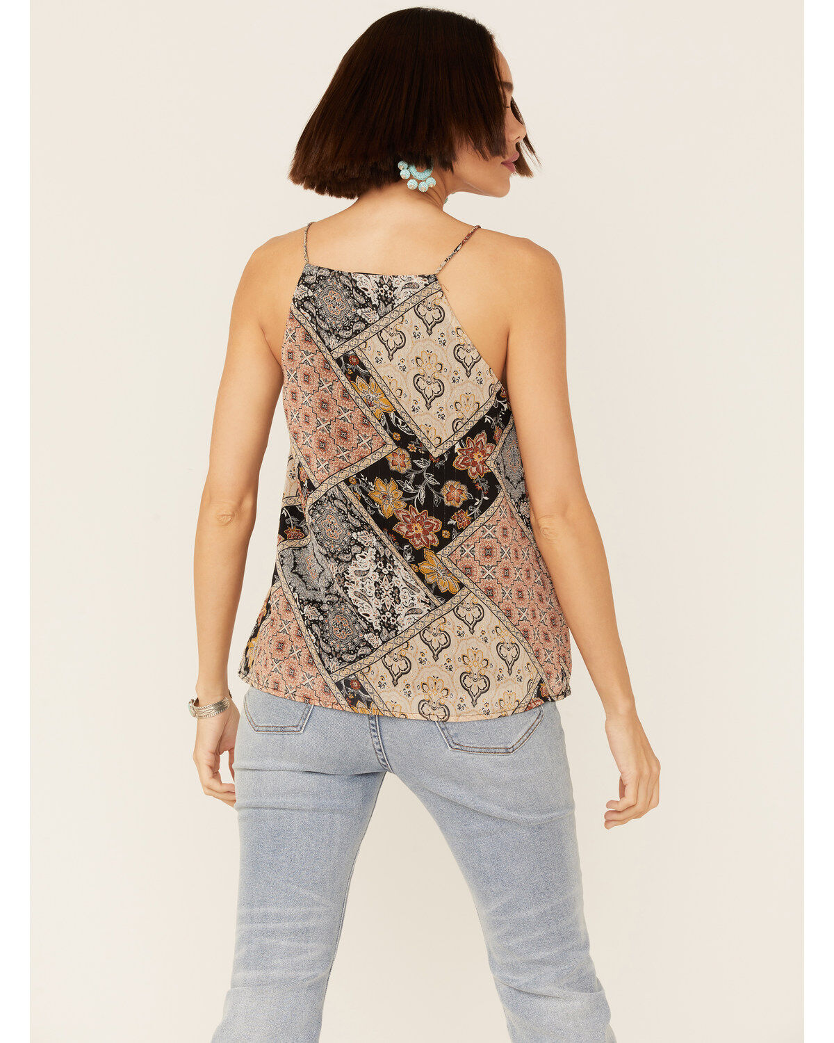 Miss Me Women's Multicolored Patchwork Lace Tank