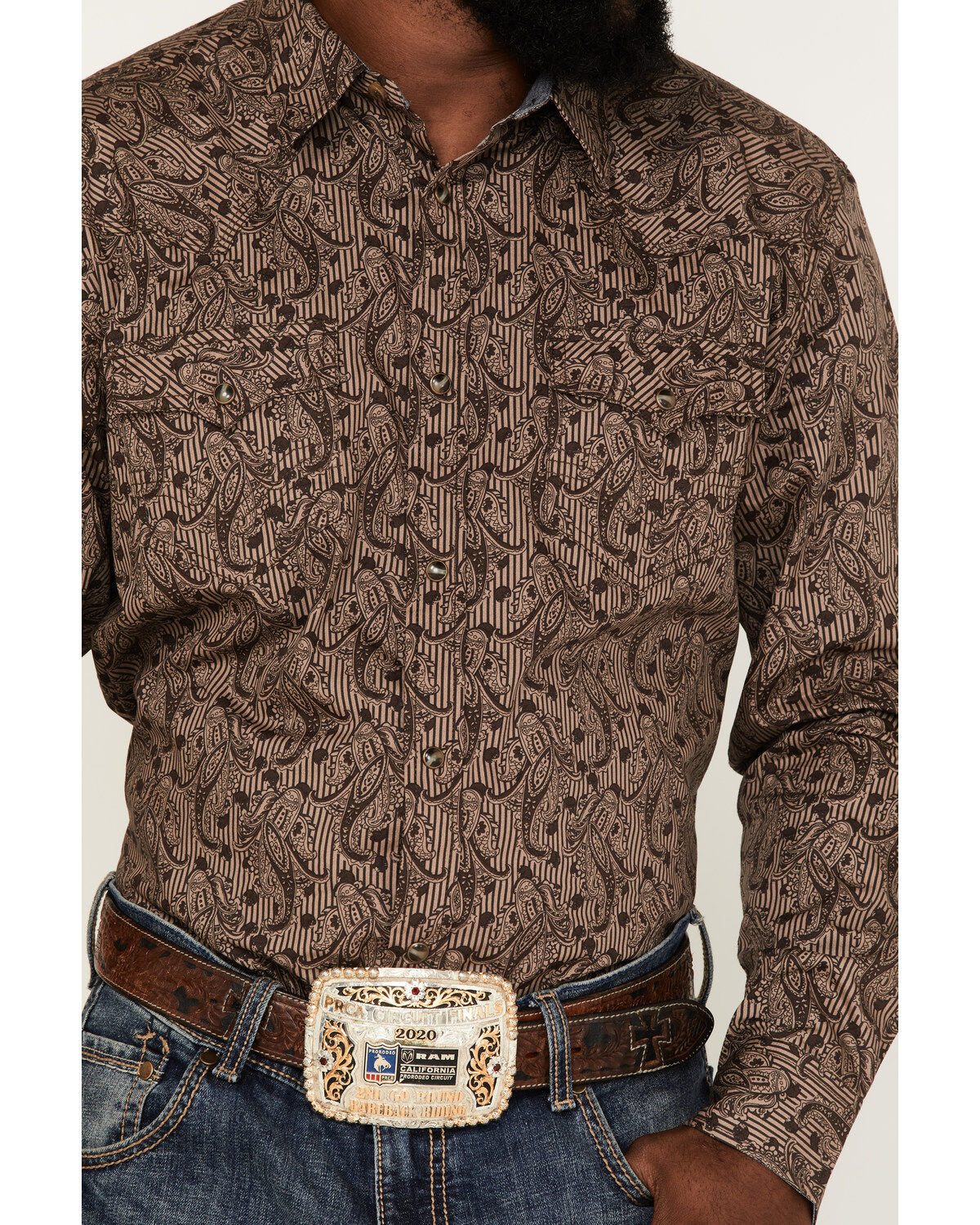 Cody James Men's Linear Paisley Print Long Sleeve Snap Western Shirt