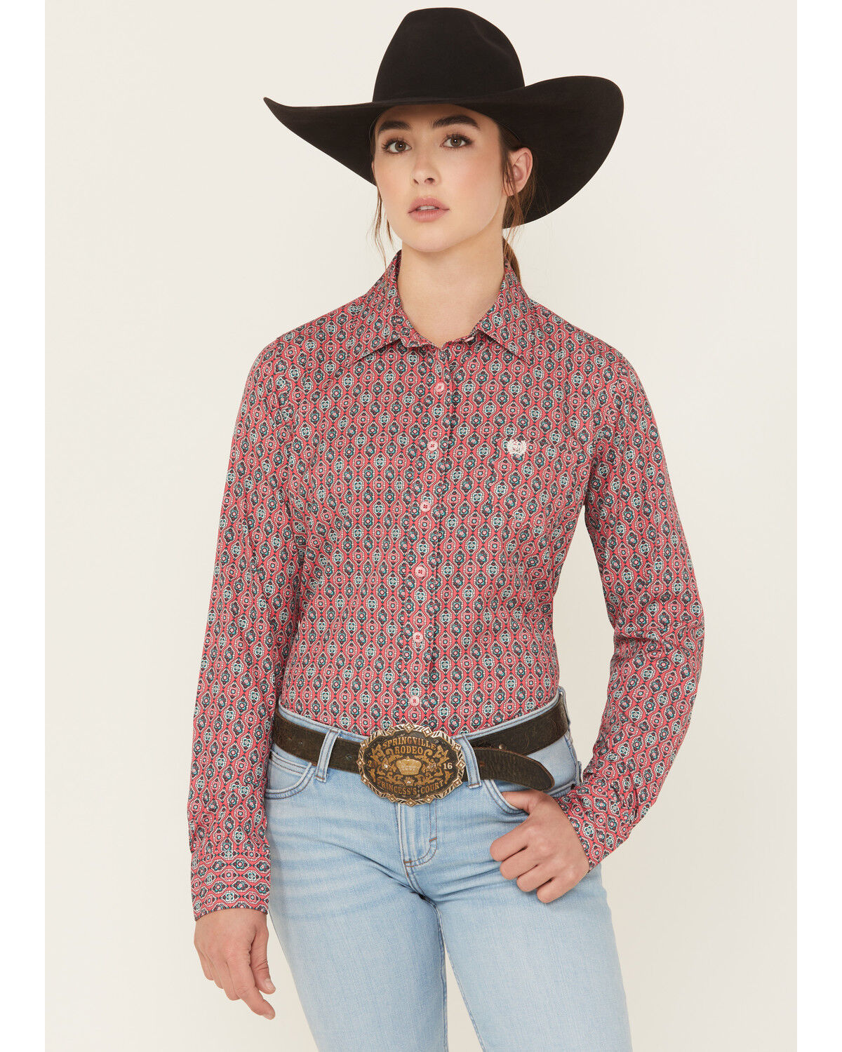 Cinch Women's Geo Print Long Sleeve Button-Down Western Shirt