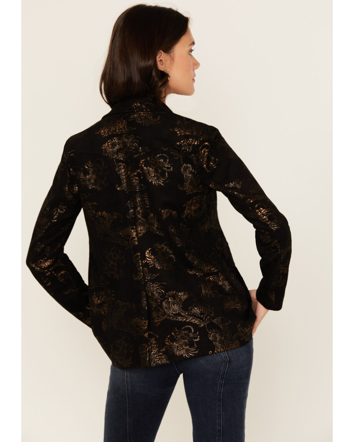 Shyanne Women's Metallic Printed Faux Suede Blazer